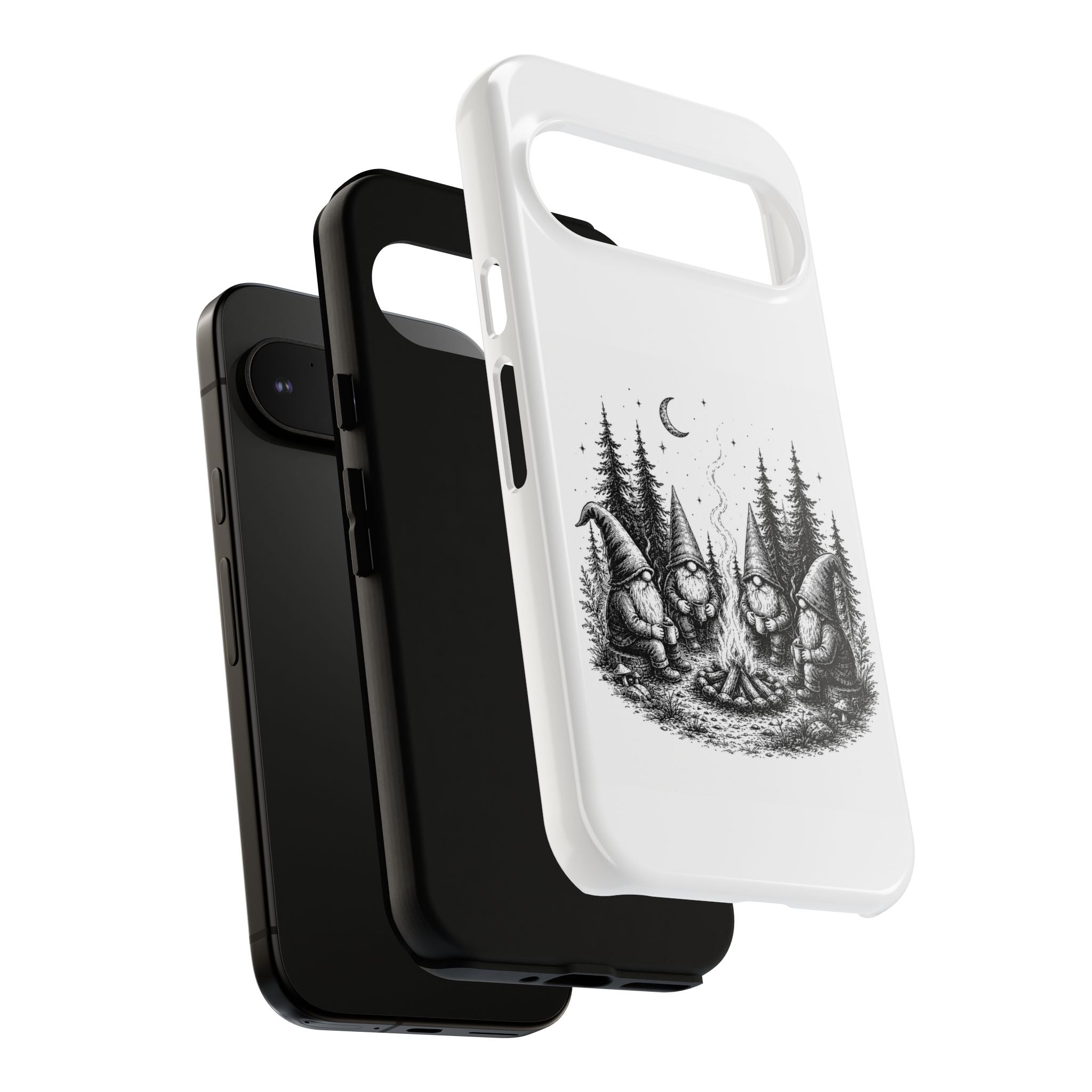 Gnome Campfire Protective Phone Case — Night Forest Illustration
