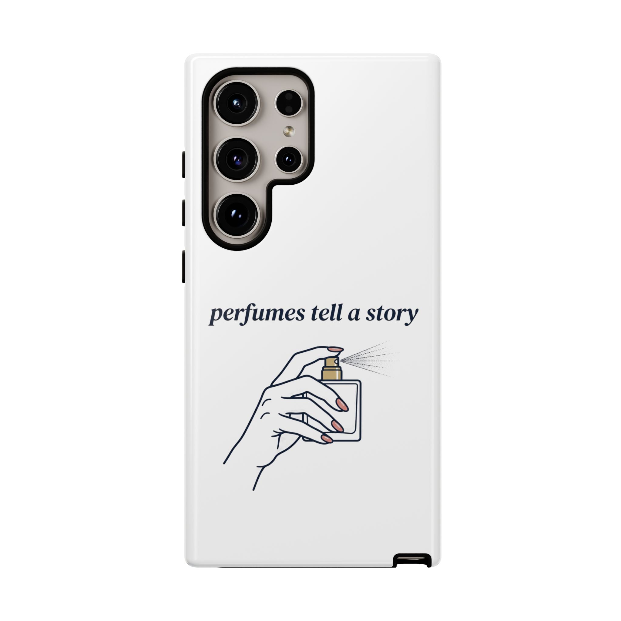 Phone Case — "perfumes tell a story" Minimalist Perfume Bottle Design
