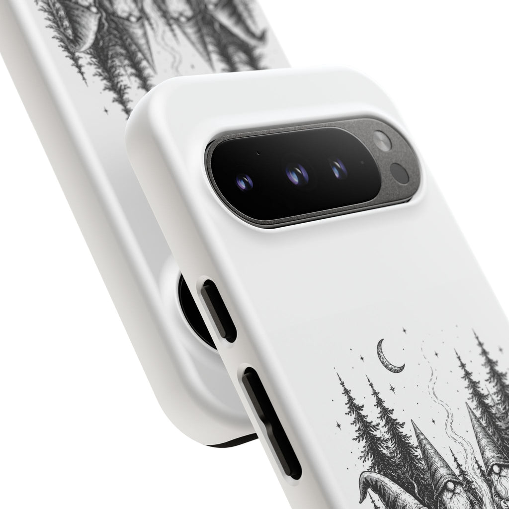 Gnome Campfire Protective Phone Case — Night Forest Illustration