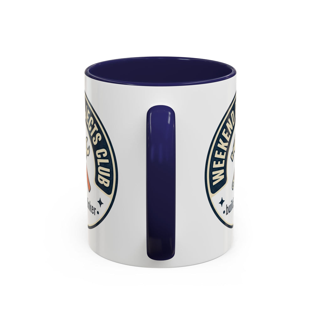 Weekend Projects Club Coffee Mug — "build. fix. tinker." Accent Ceramic Mug (11/15oz)