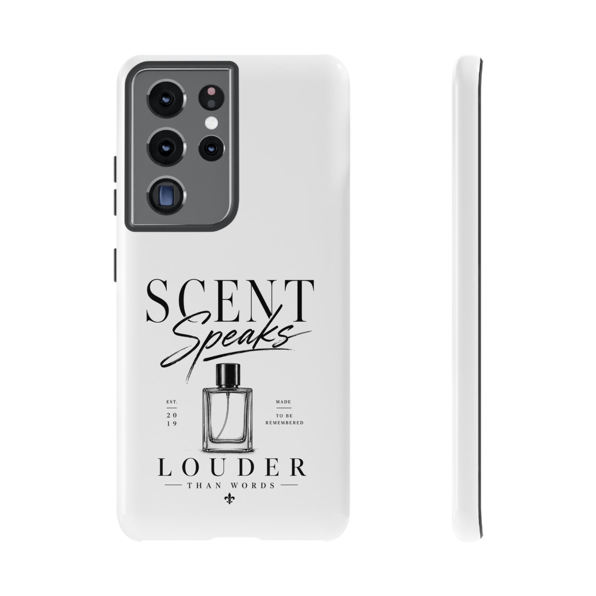 Phone Case — "Scent Speaks Louder Than Words" Perfume Bottle Design