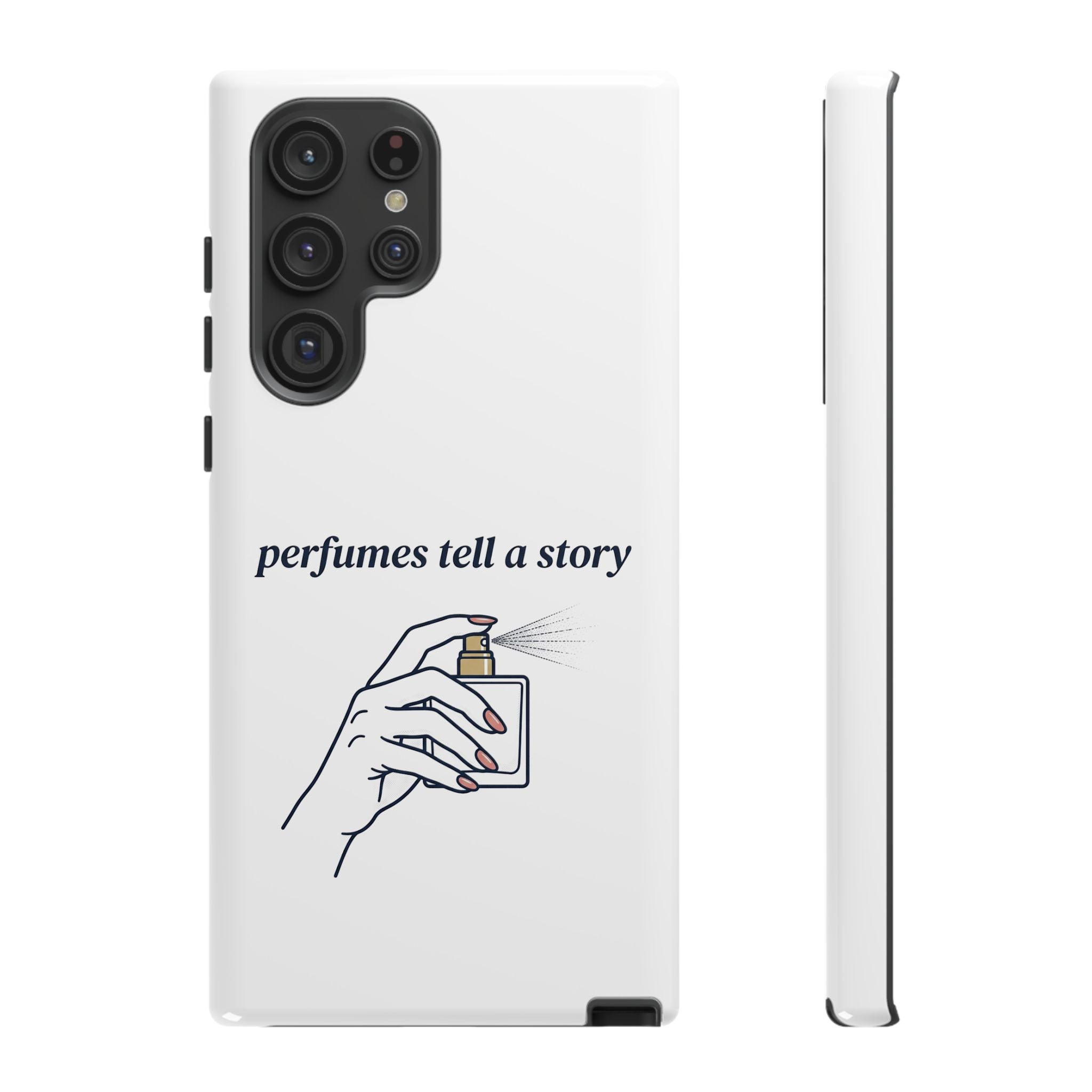 Phone Case — "perfumes tell a story" Minimalist Perfume Bottle Design
