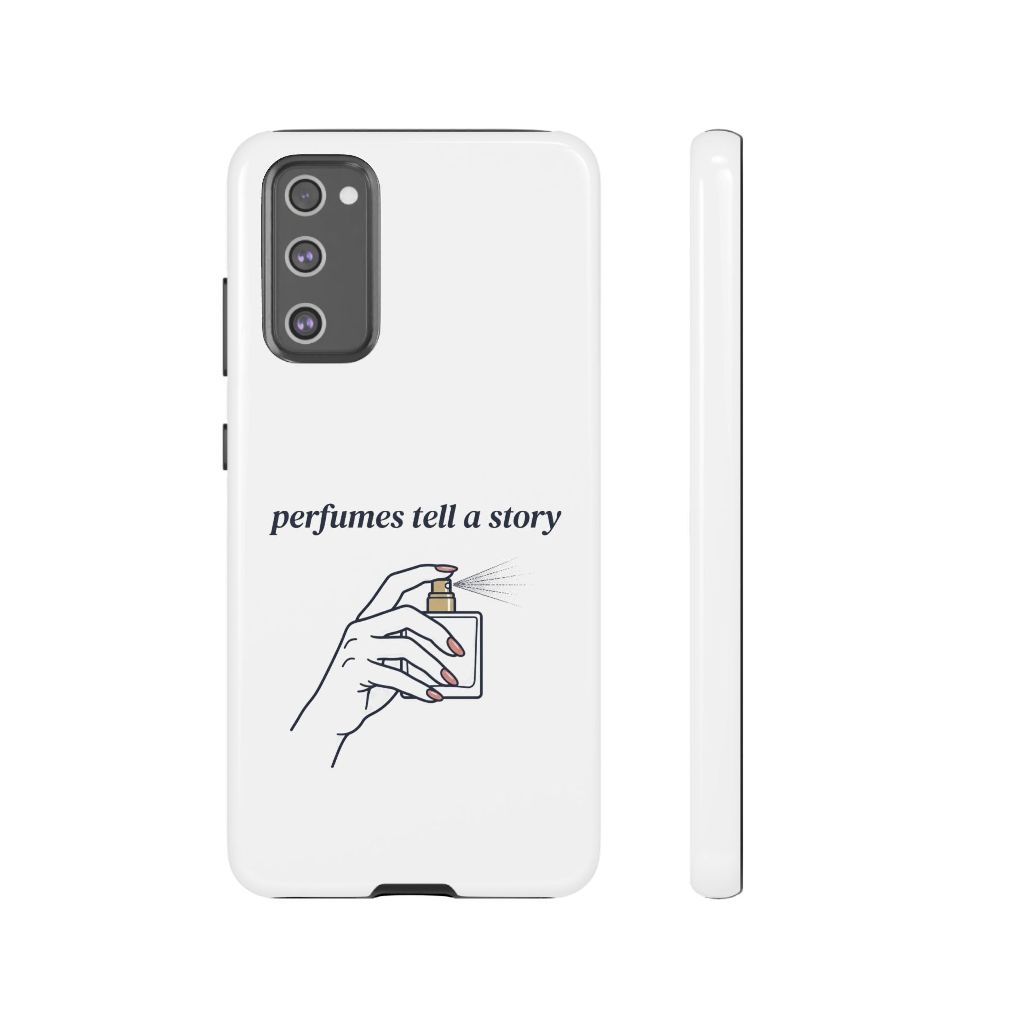 Phone Case — "perfumes tell a story" Minimalist Perfume Bottle Design