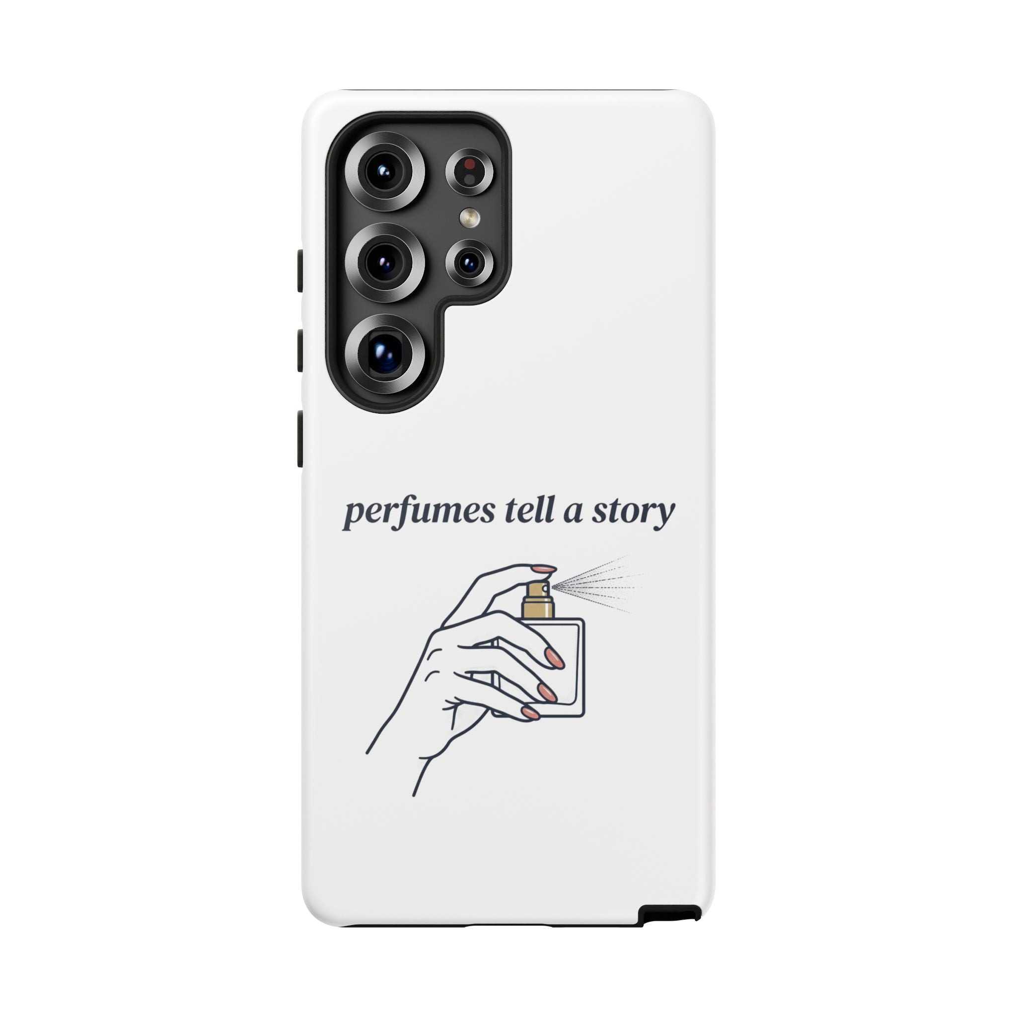 Phone Case — "perfumes tell a story" Minimalist Perfume Bottle Design