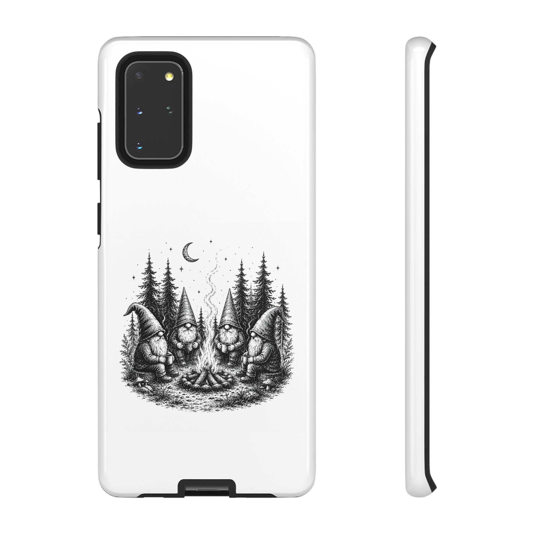 Gnome Campfire Protective Phone Case — Night Forest Illustration