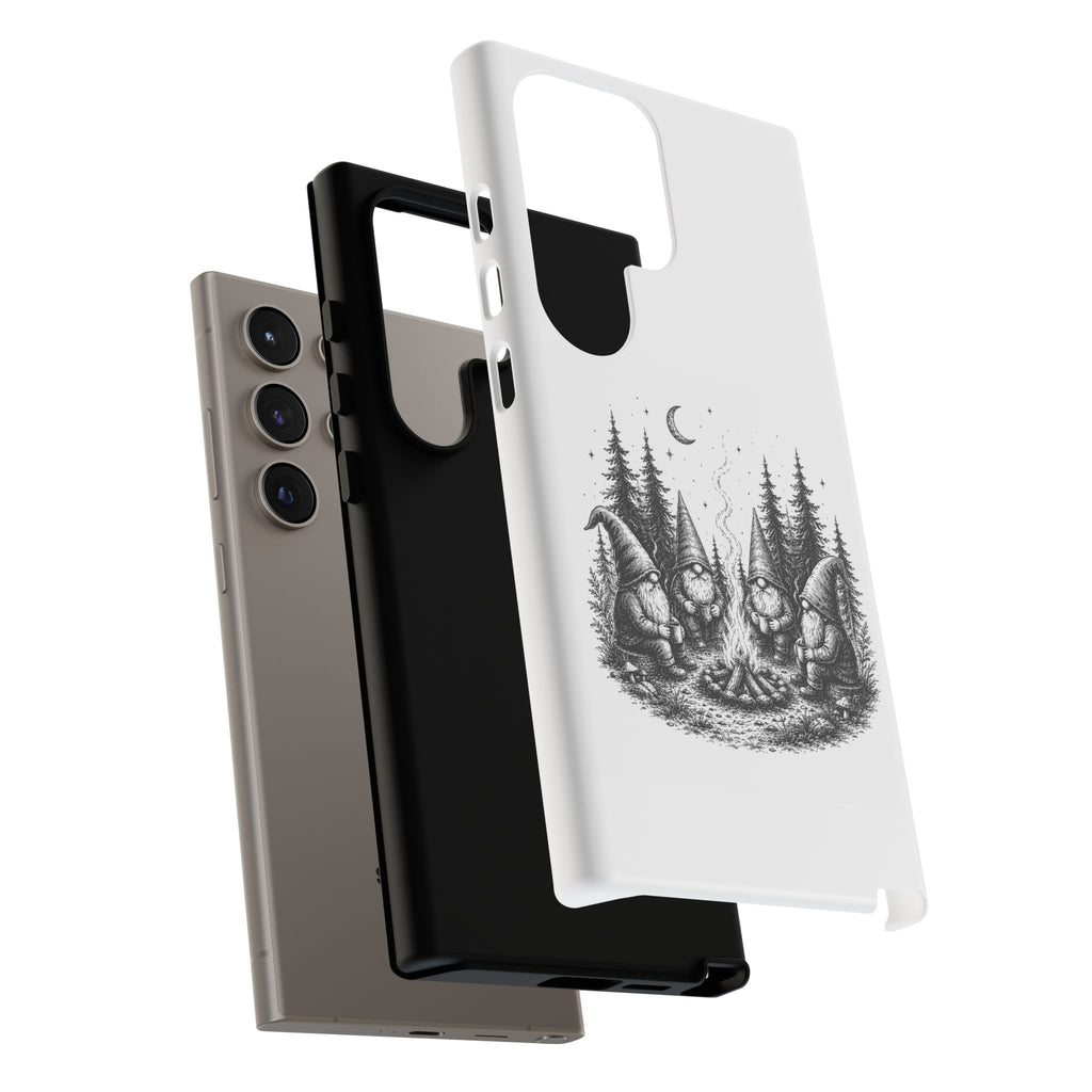 Gnome Campfire Protective Phone Case — Night Forest Illustration