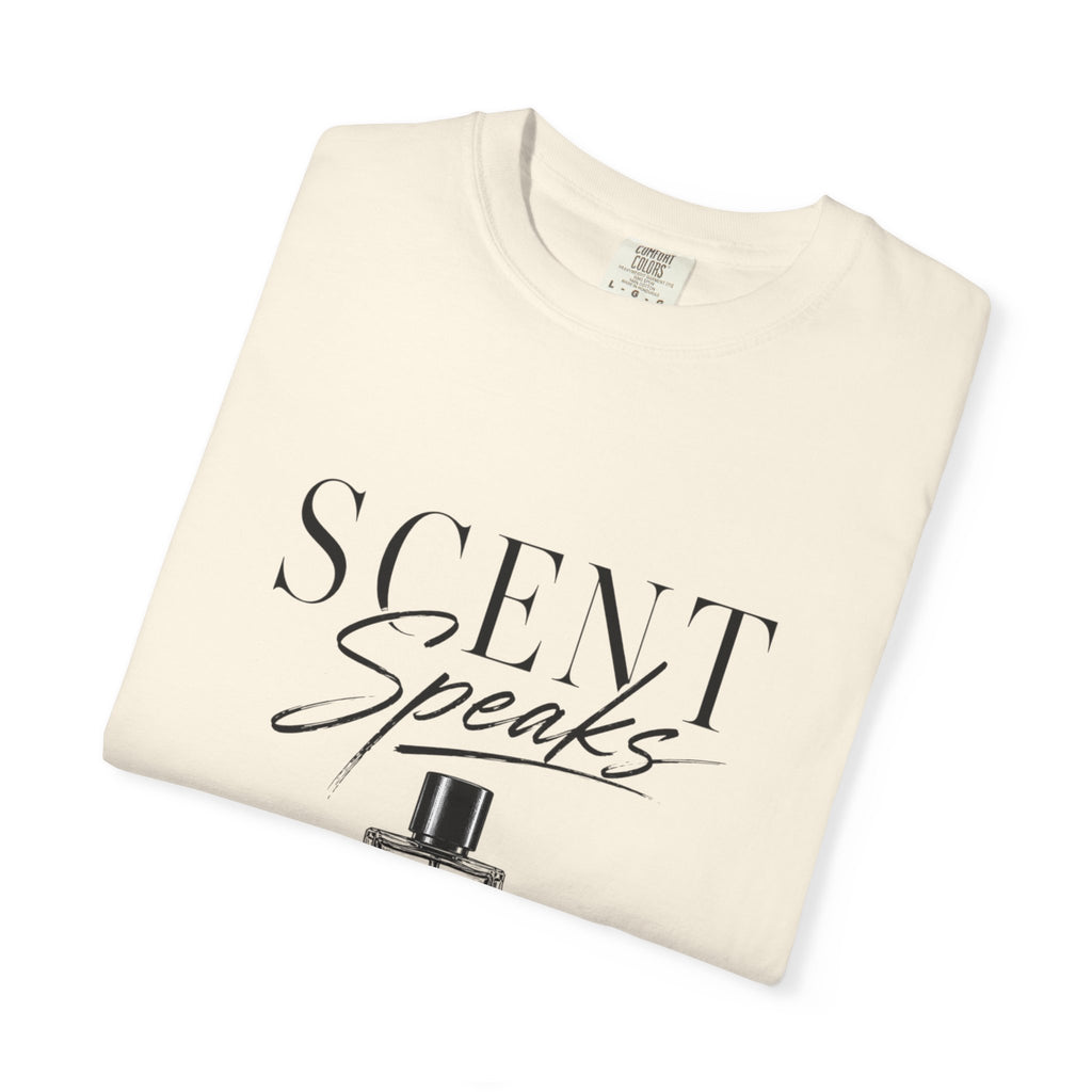 Perfume Graphic T-Shirt — “Scent Speaks Louder” Minimal Fragrance Tee
