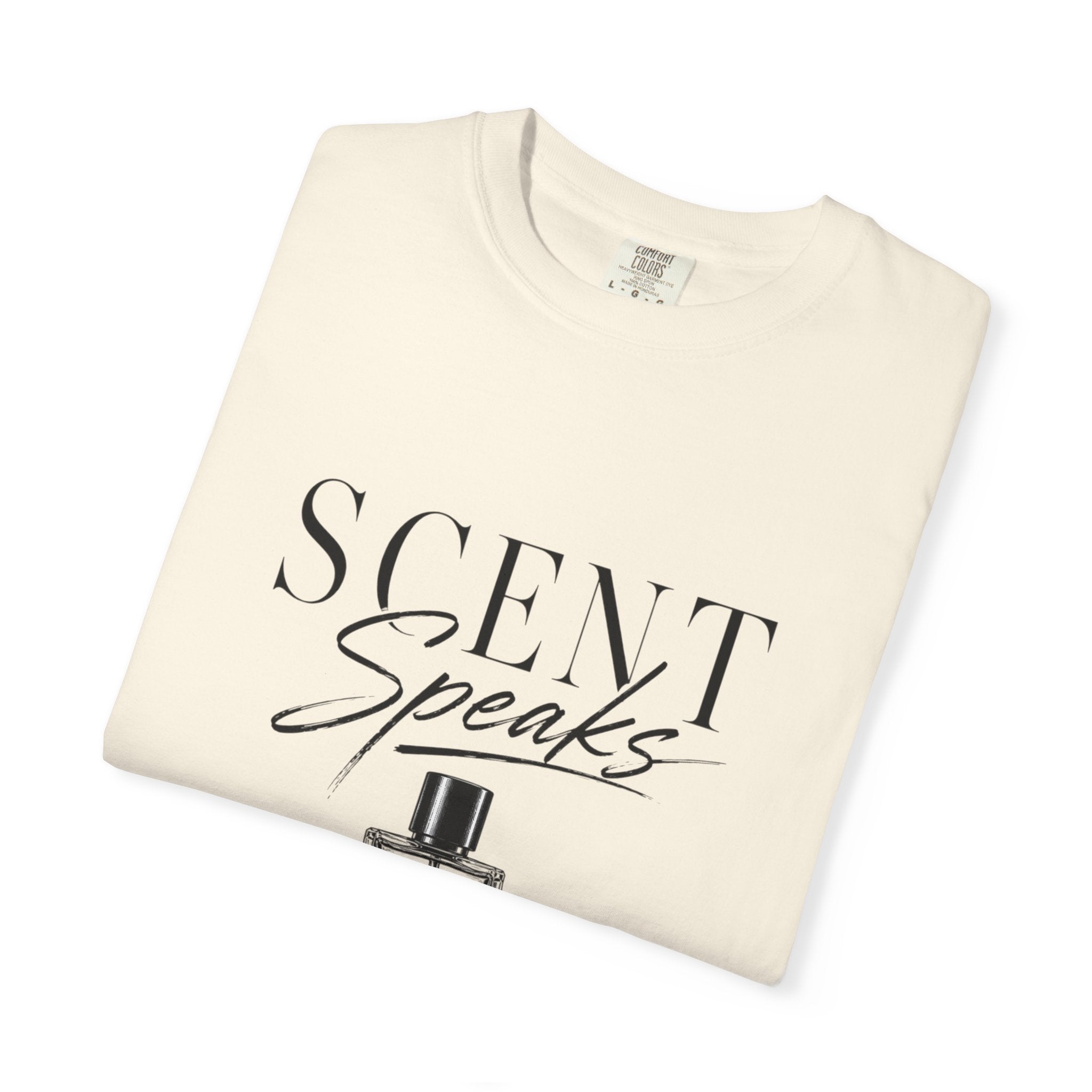 Perfume Graphic T-Shirt — “Scent Speaks Louder” Minimal Fragrance Tee