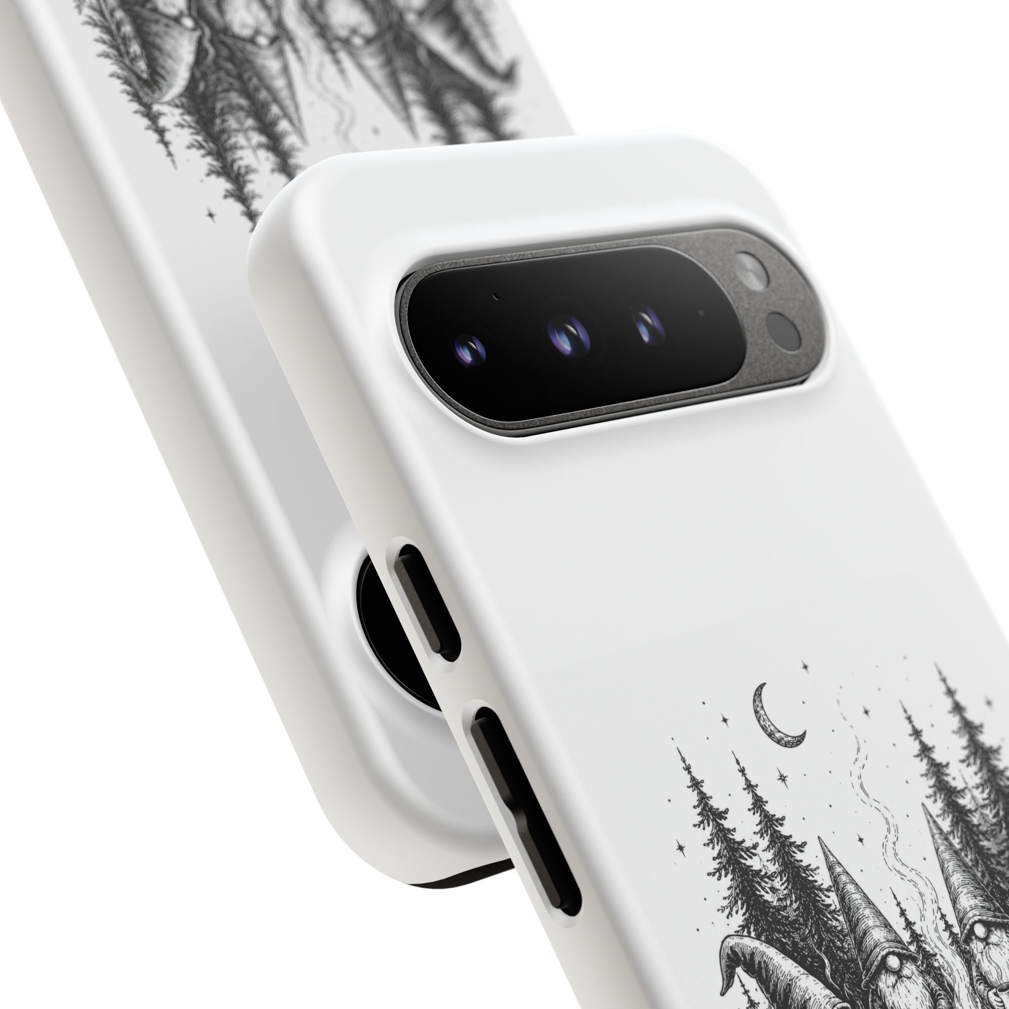 Gnome Campfire Protective Phone Case — Night Forest Illustration