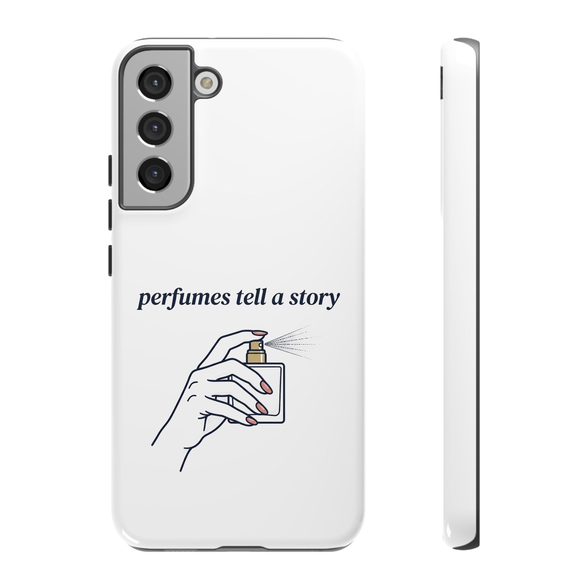 Phone Case — "perfumes tell a story" Minimalist Perfume Bottle Design