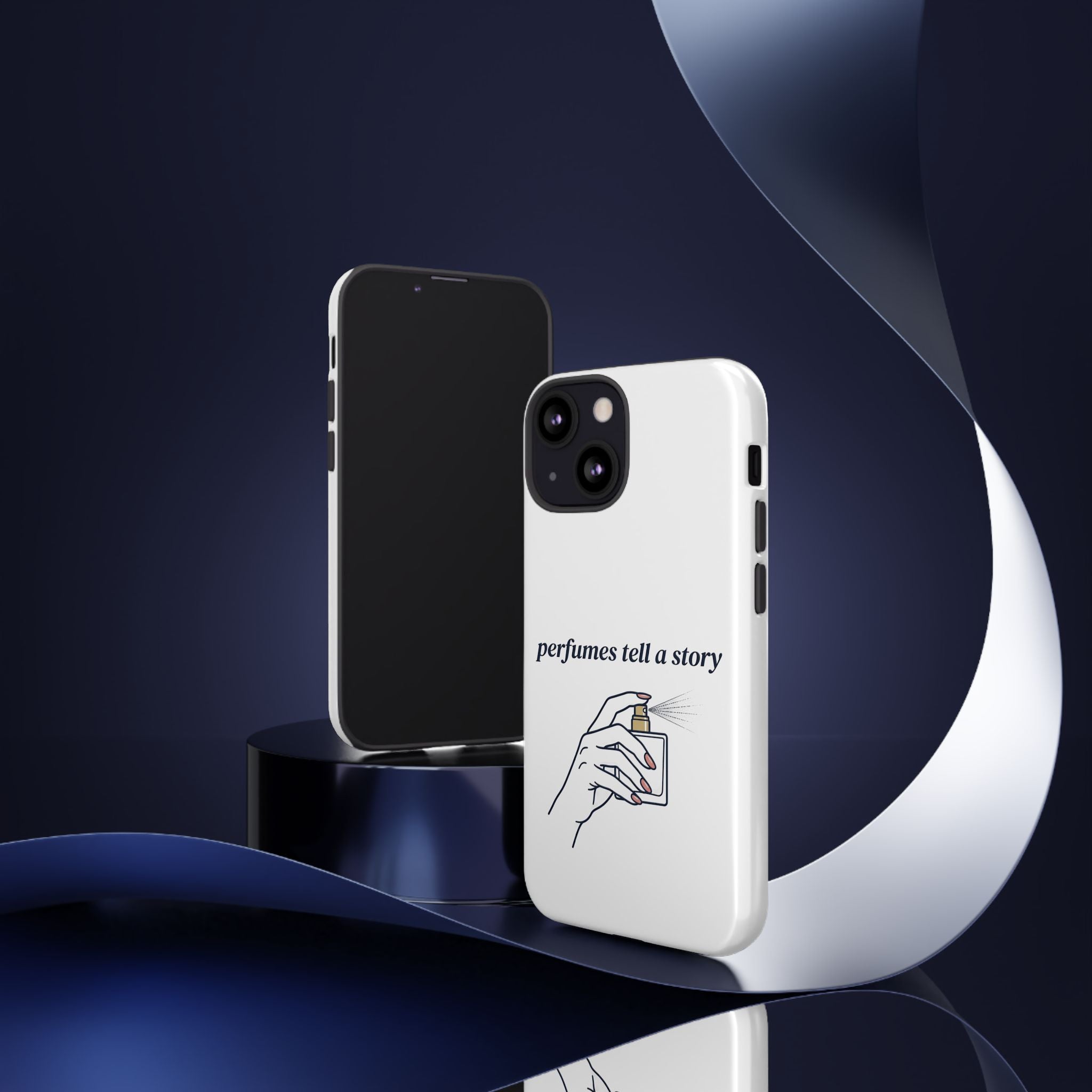 Phone Case — "perfumes tell a story" Minimalist Perfume Bottle Design