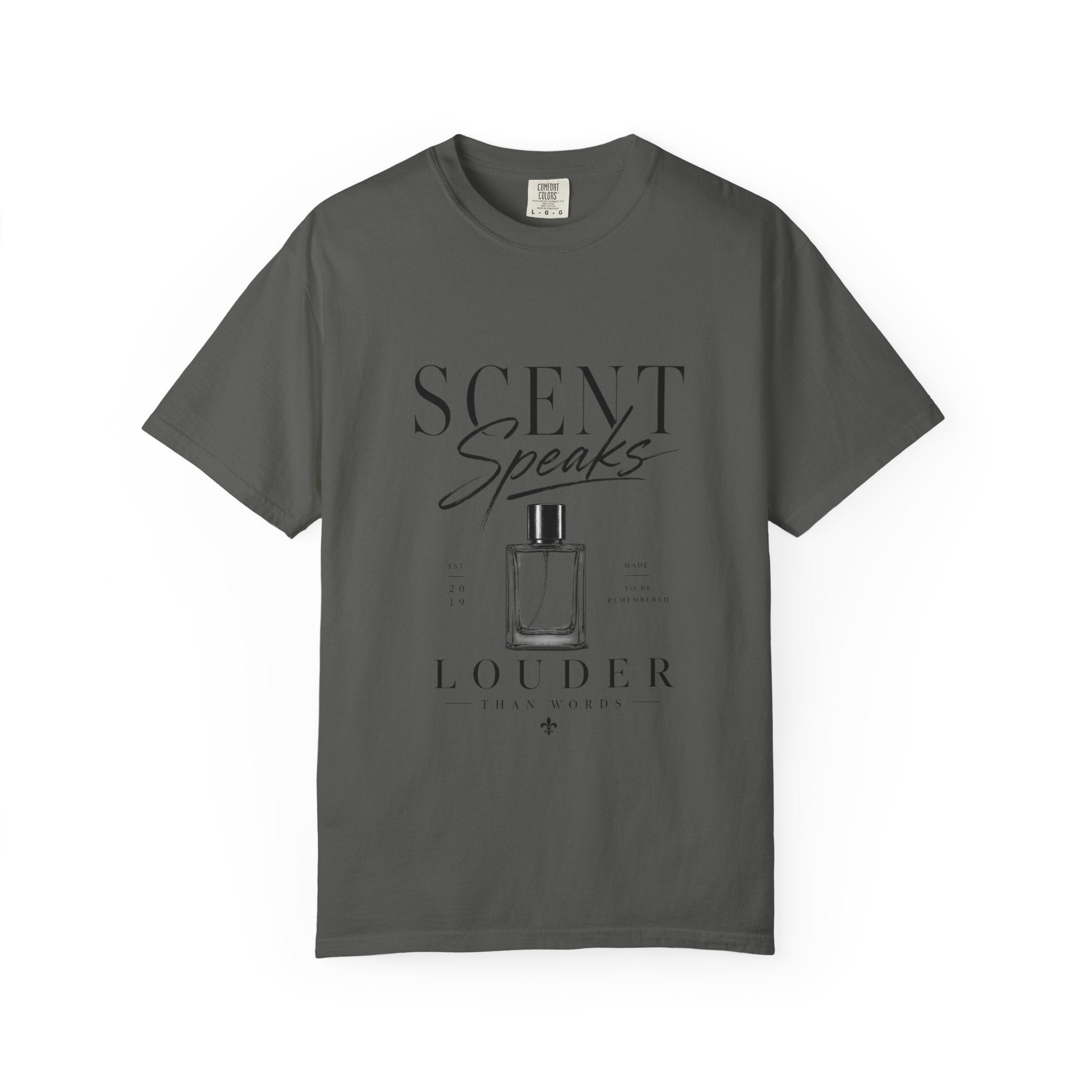 Perfume Graphic T-Shirt — “Scent Speaks Louder” Minimal Fragrance Tee