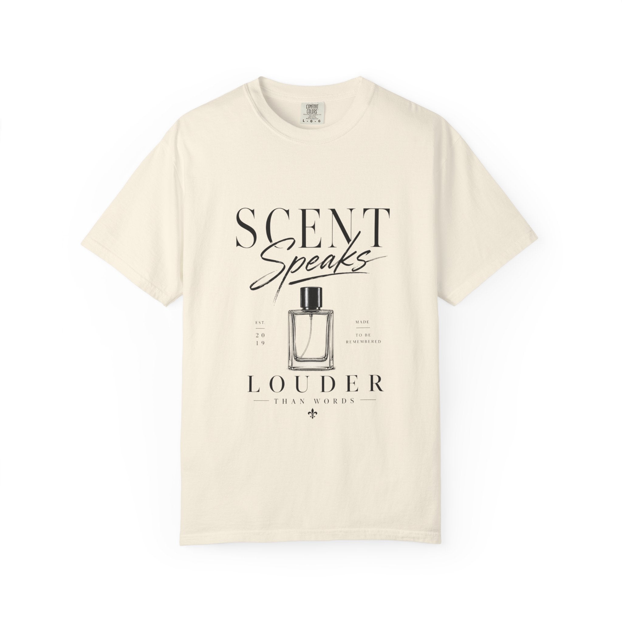 Perfume Graphic T-Shirt — “Scent Speaks Louder” Minimal Fragrance Tee