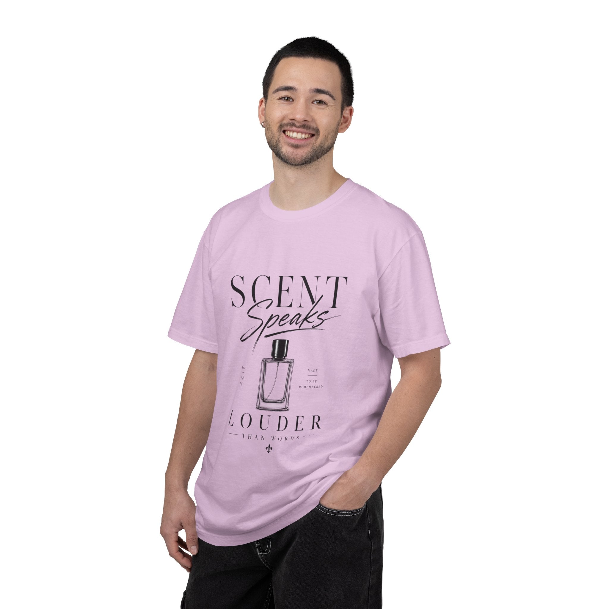 Perfume Graphic T-Shirt — “Scent Speaks Louder” Minimal Fragrance Tee