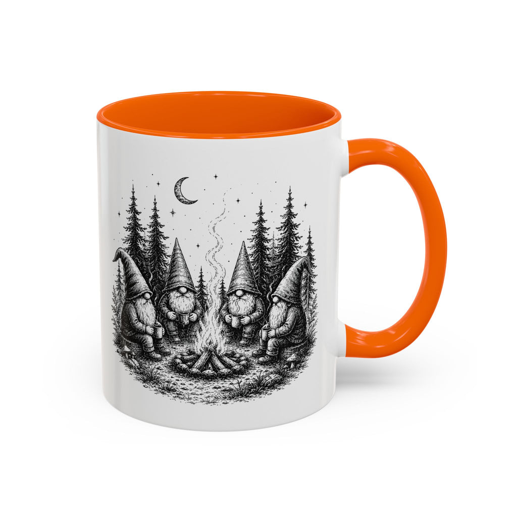 Gnome Campfire Coffee Mug — Woodland Camping Ceramic Accent Mug (11/15oz)