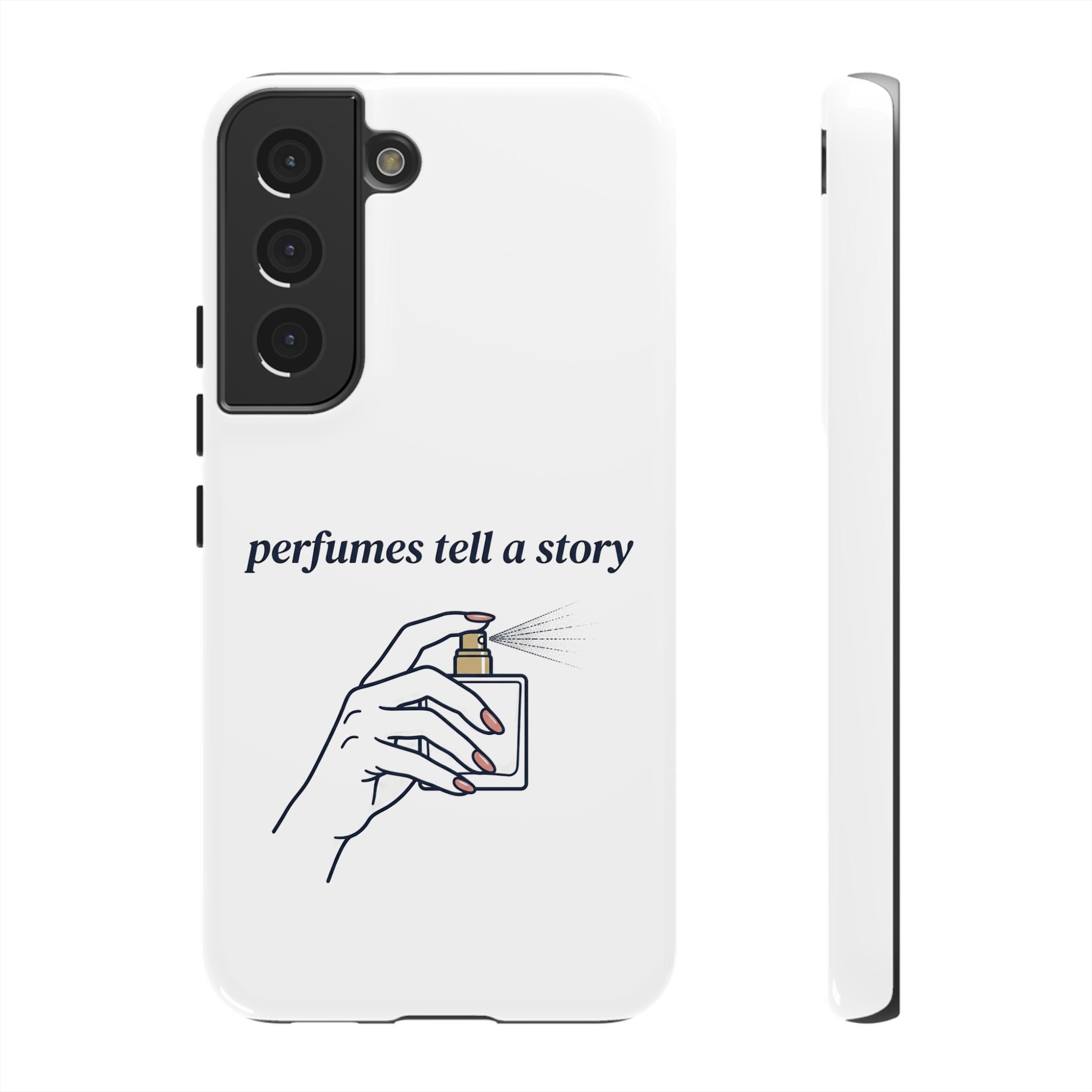 Phone Case — "perfumes tell a story" Minimalist Perfume Bottle Design