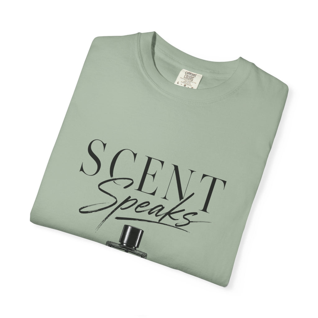Perfume Graphic T-Shirt — “Scent Speaks Louder” Minimal Fragrance Tee