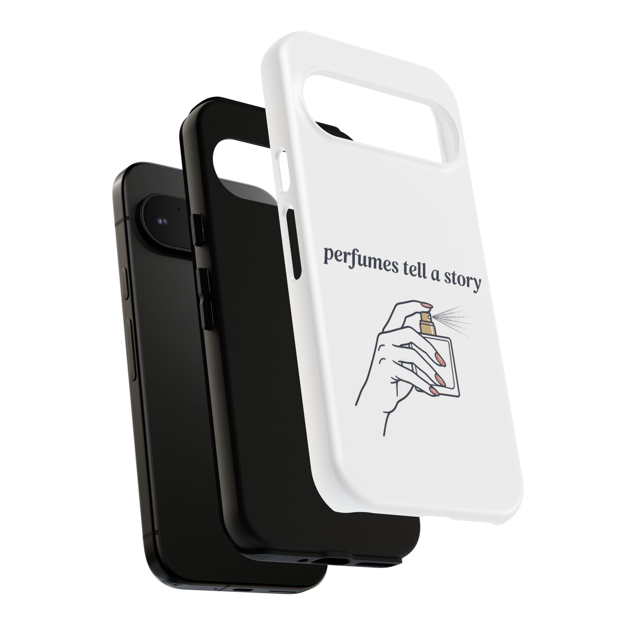 Phone Case — "perfumes tell a story" Minimalist Perfume Bottle Design