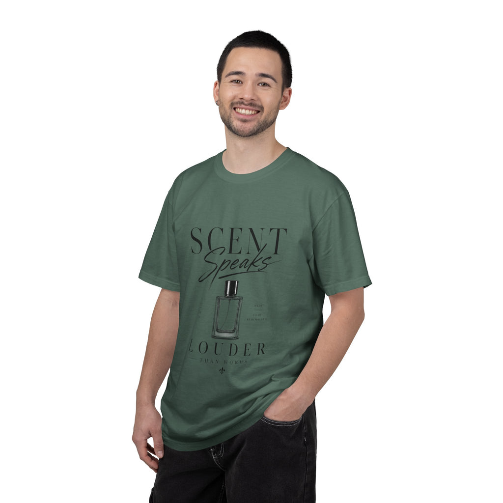 Perfume Graphic T-Shirt — “Scent Speaks Louder” Minimal Fragrance Tee