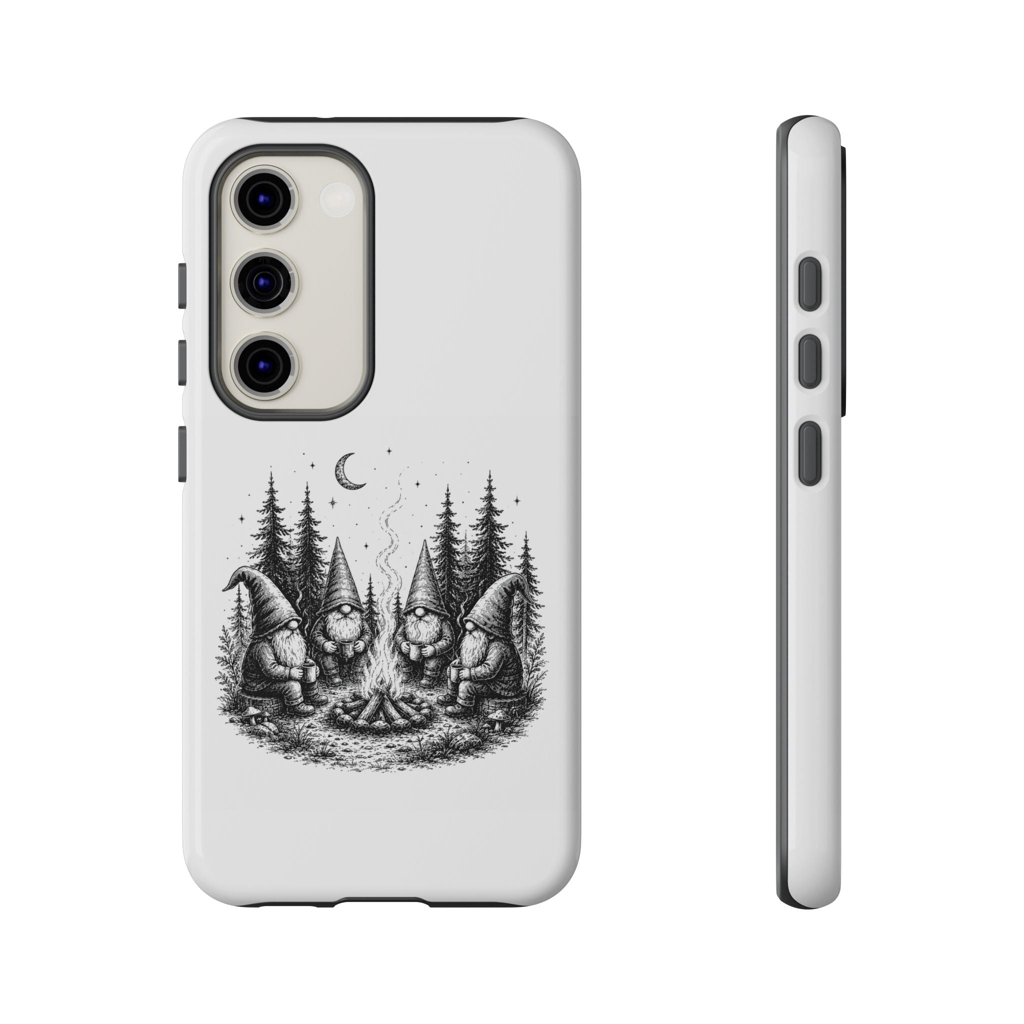 Gnome Campfire Protective Phone Case — Night Forest Illustration
