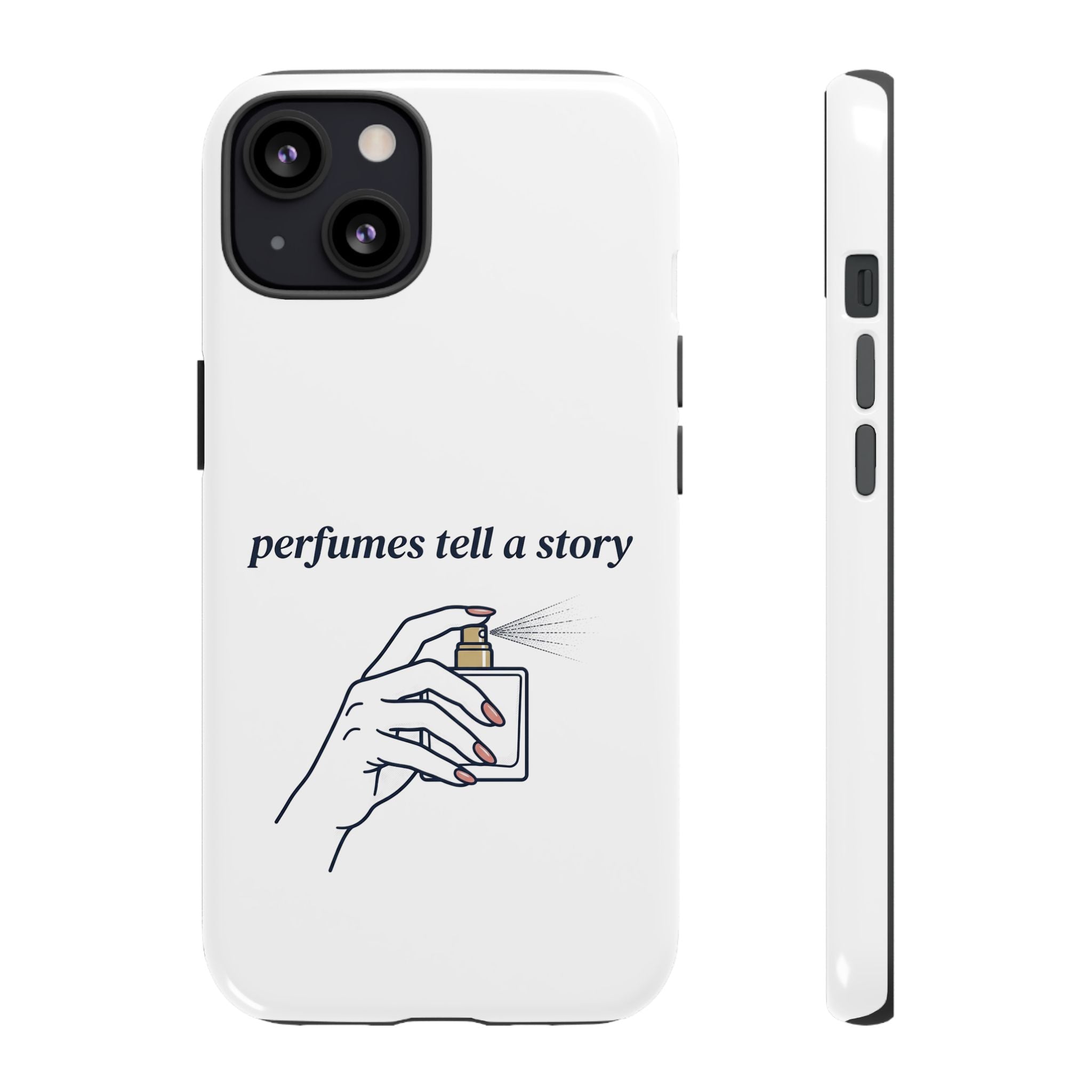 Phone Case — "perfumes tell a story" Minimalist Perfume Bottle Design