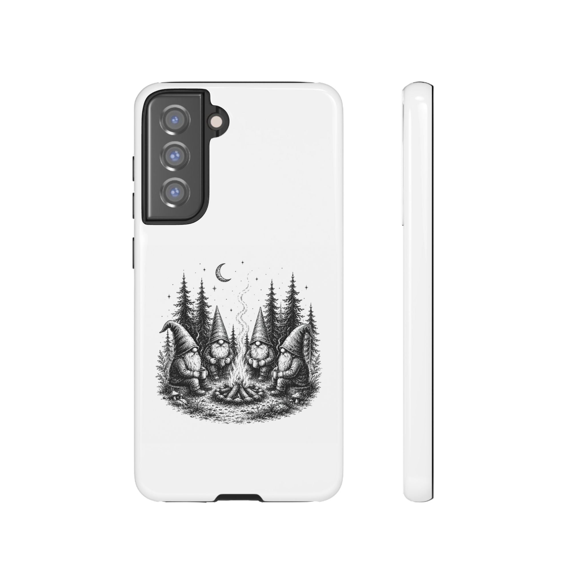Gnome Campfire Protective Phone Case — Night Forest Illustration