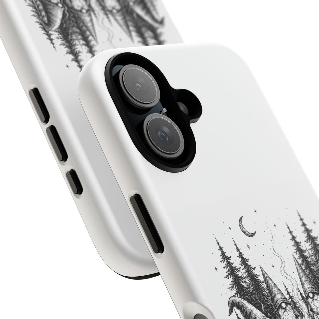 Gnome Campfire Protective Phone Case — Night Forest Illustration