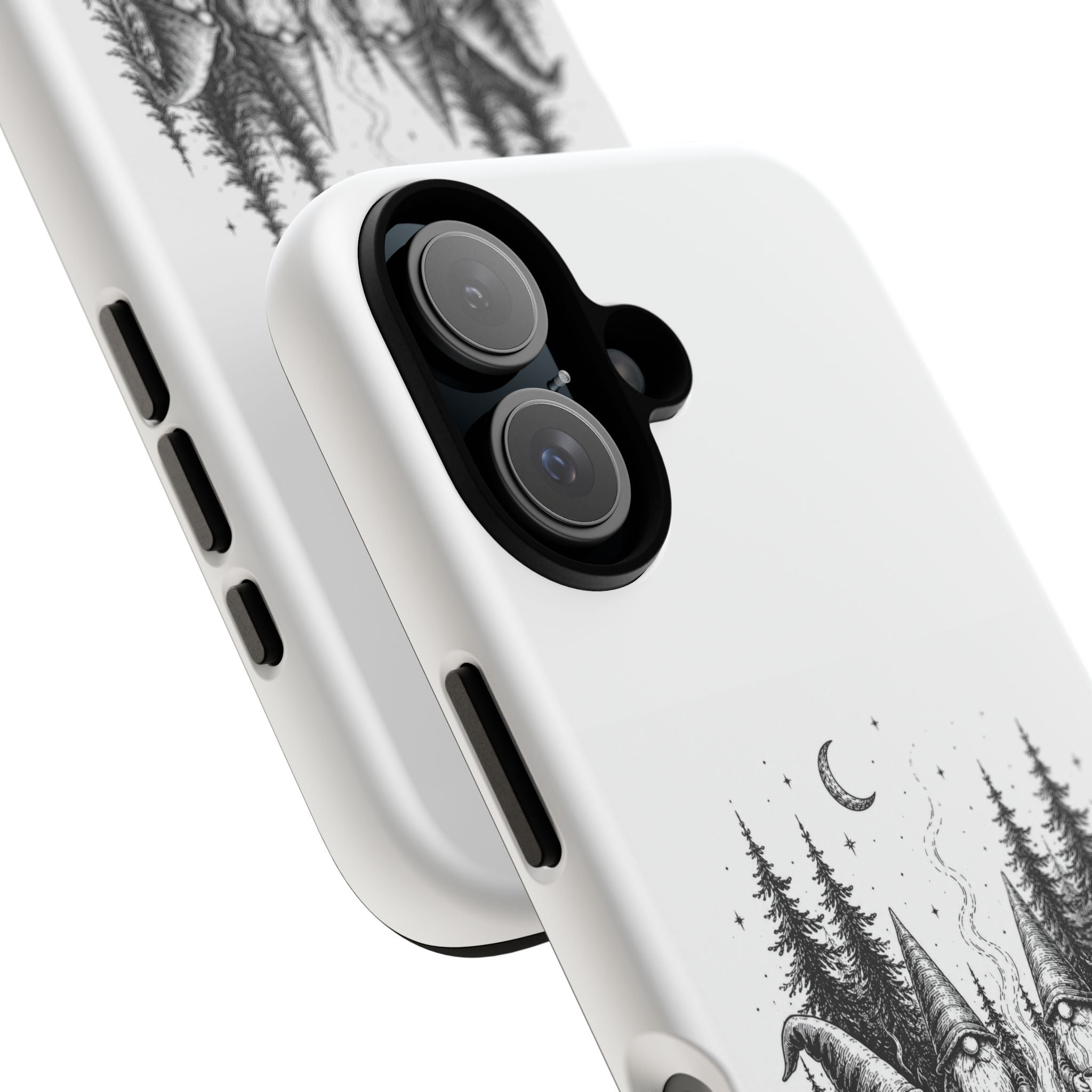 Gnome Campfire Protective Phone Case — Night Forest Illustration