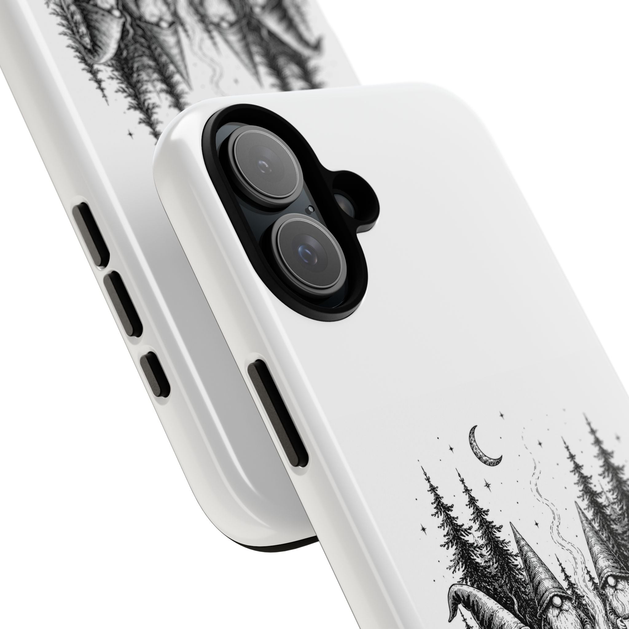 Gnome Campfire Protective Phone Case — Night Forest Illustration