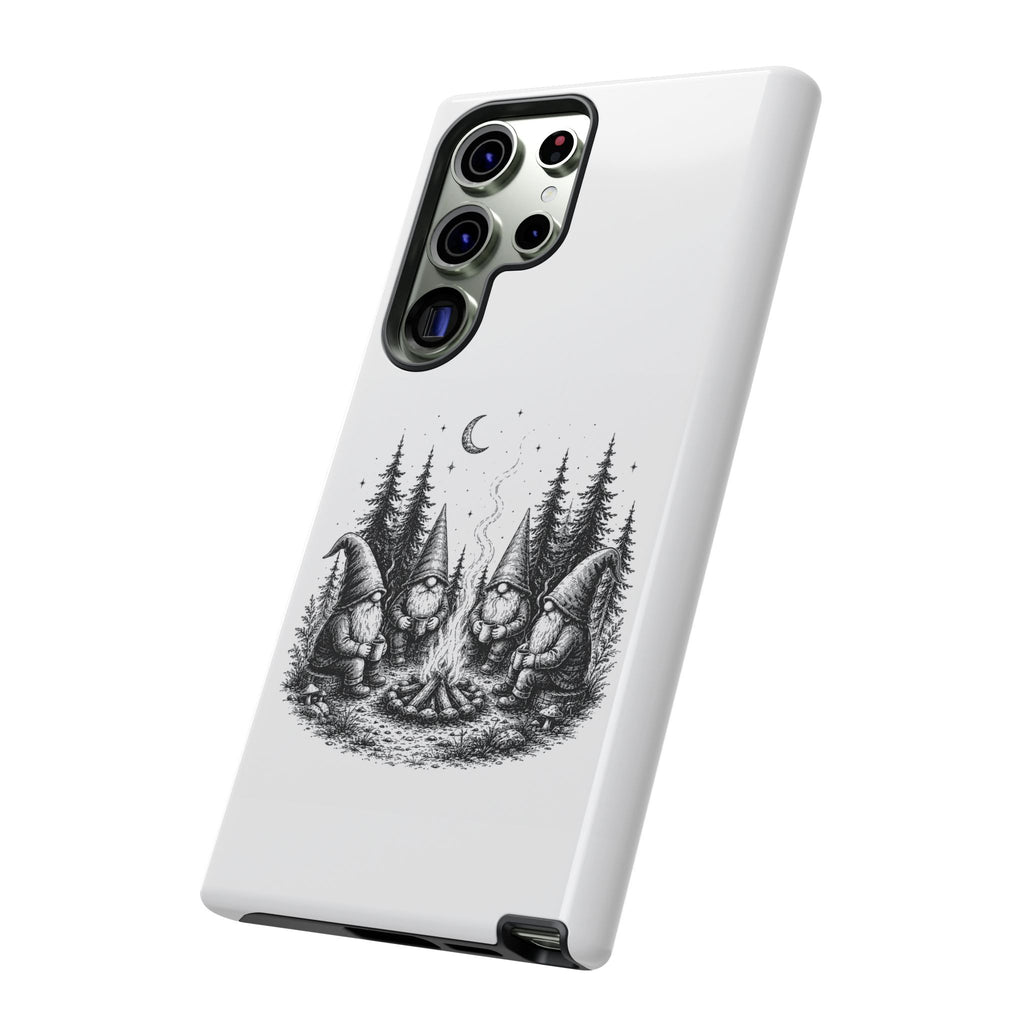 Gnome Campfire Protective Phone Case — Night Forest Illustration