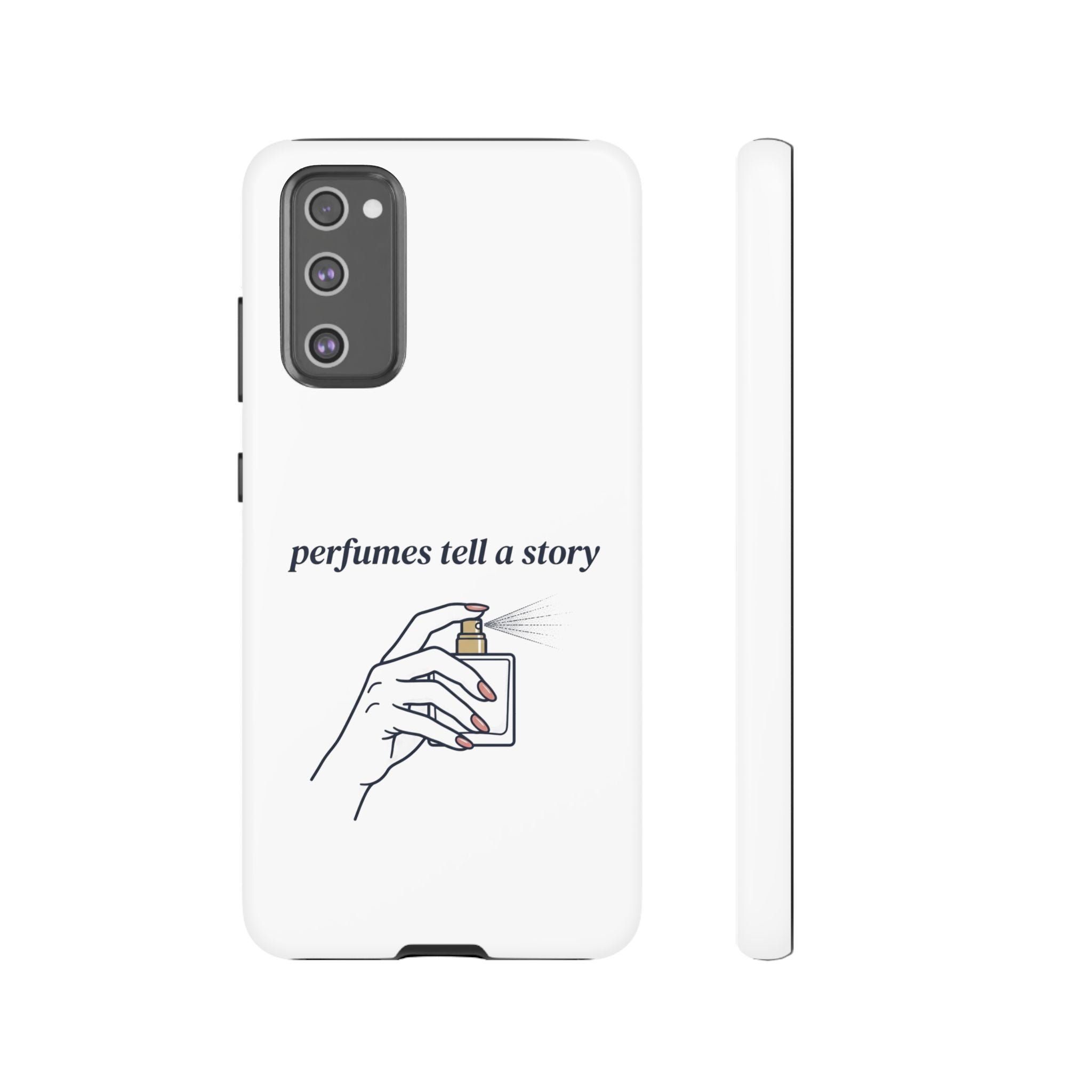 Phone Case — "perfumes tell a story" Minimalist Perfume Bottle Design