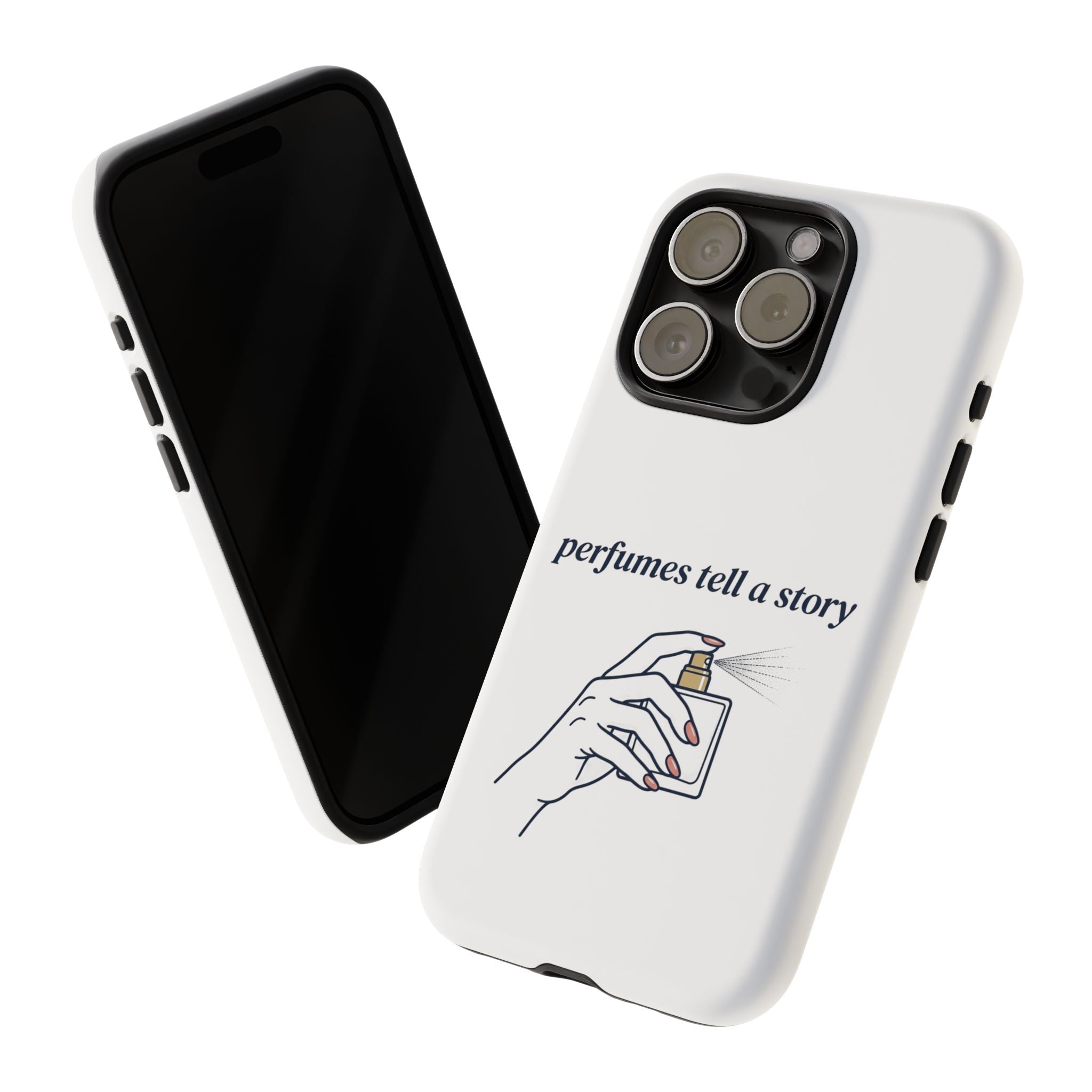 Phone Case — "perfumes tell a story" Minimalist Perfume Bottle Design