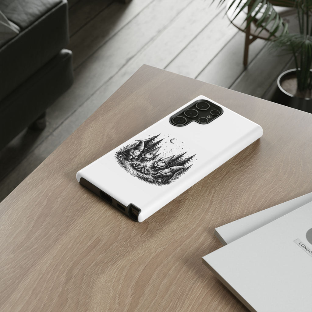 Gnome Campfire Protective Phone Case — Night Forest Illustration
