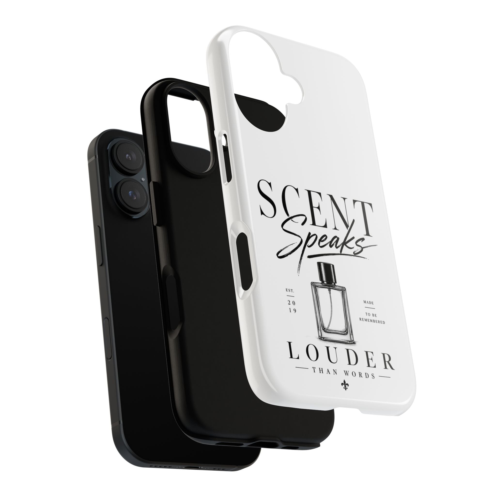 Phone Case — "Scent Speaks Louder Than Words" Perfume Bottle Design