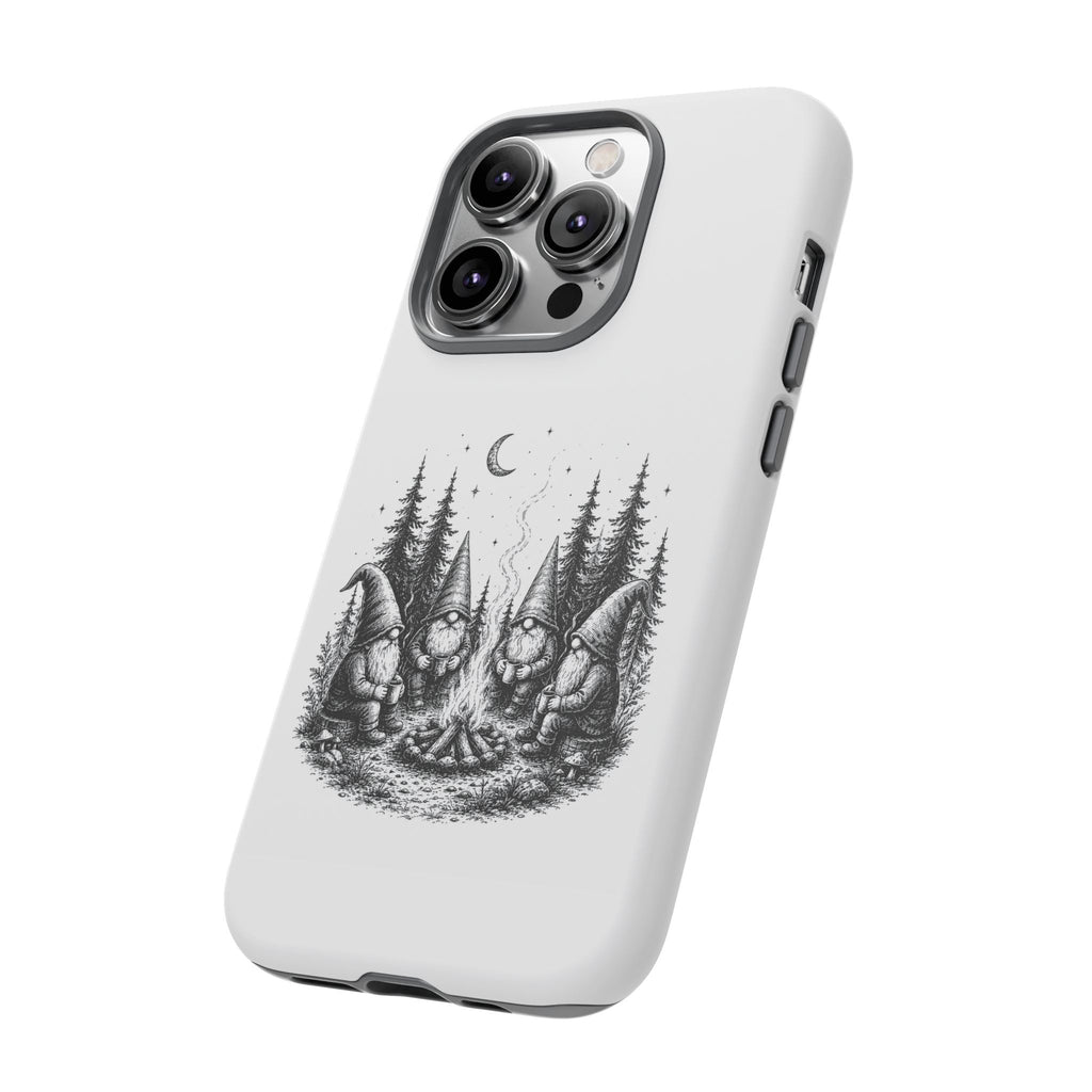 Gnome Campfire Protective Phone Case — Night Forest Illustration
