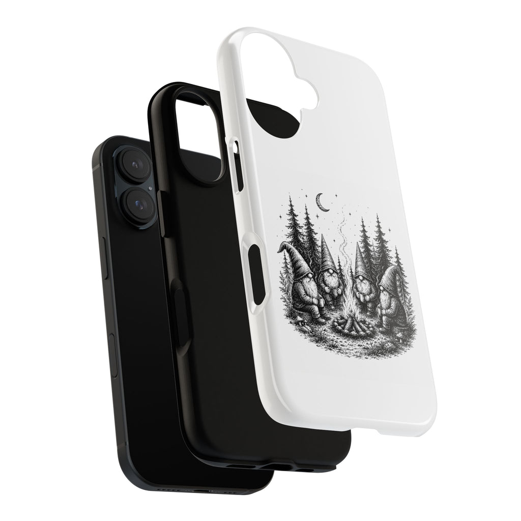Gnome Campfire Protective Phone Case — Night Forest Illustration