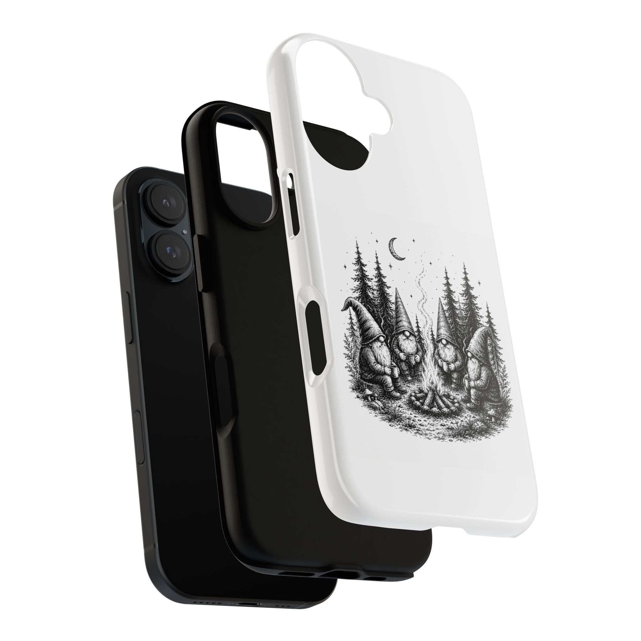 Gnome Campfire Protective Phone Case — Night Forest Illustration