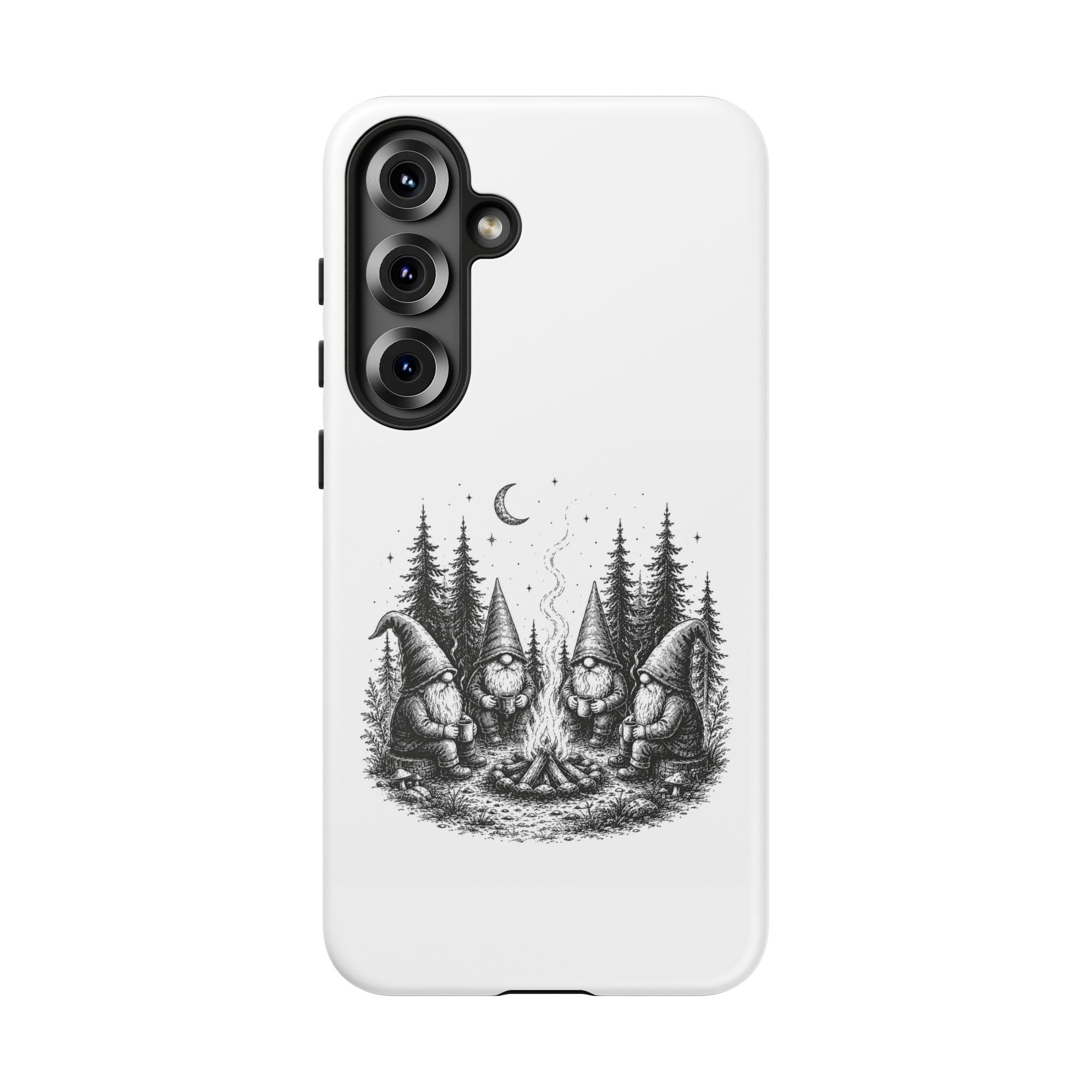Gnome Campfire Protective Phone Case — Night Forest Illustration