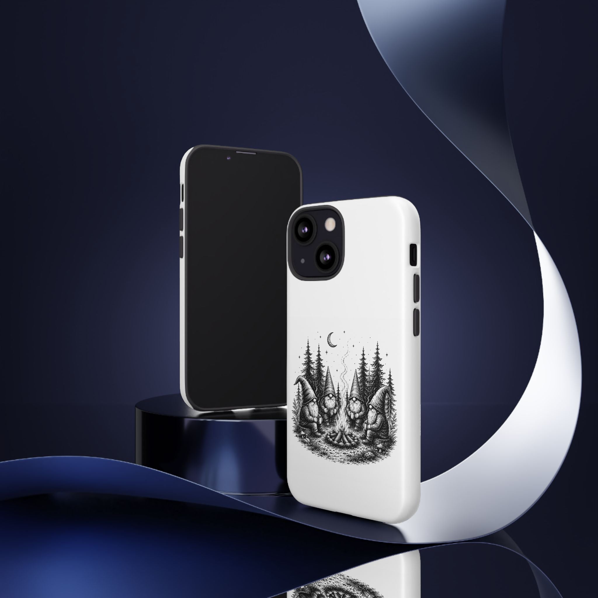 Gnome Campfire Protective Phone Case — Night Forest Illustration