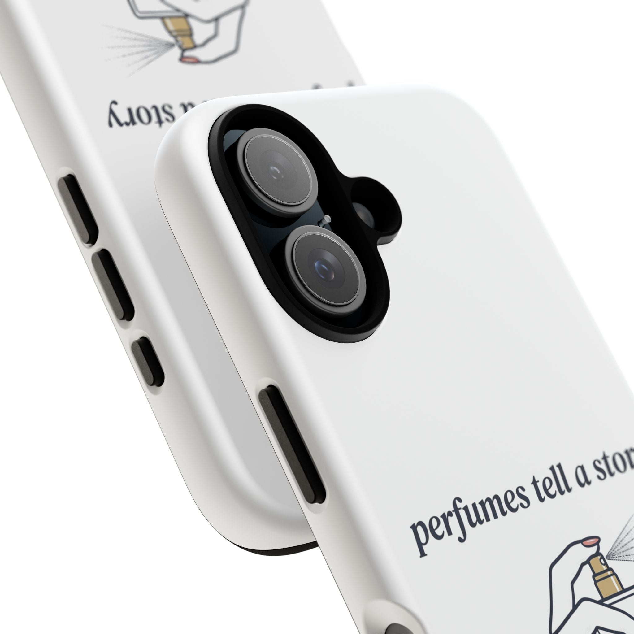 Phone Case — "perfumes tell a story" Minimalist Perfume Bottle Design