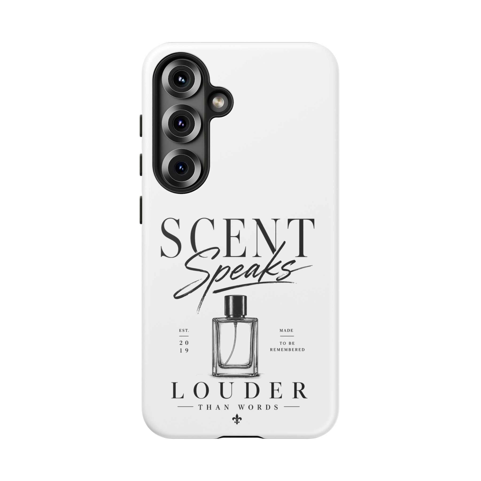 Phone Case — "Scent Speaks Louder Than Words" Perfume Bottle Design