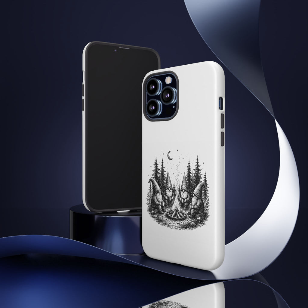 Gnome Campfire Protective Phone Case — Night Forest Illustration