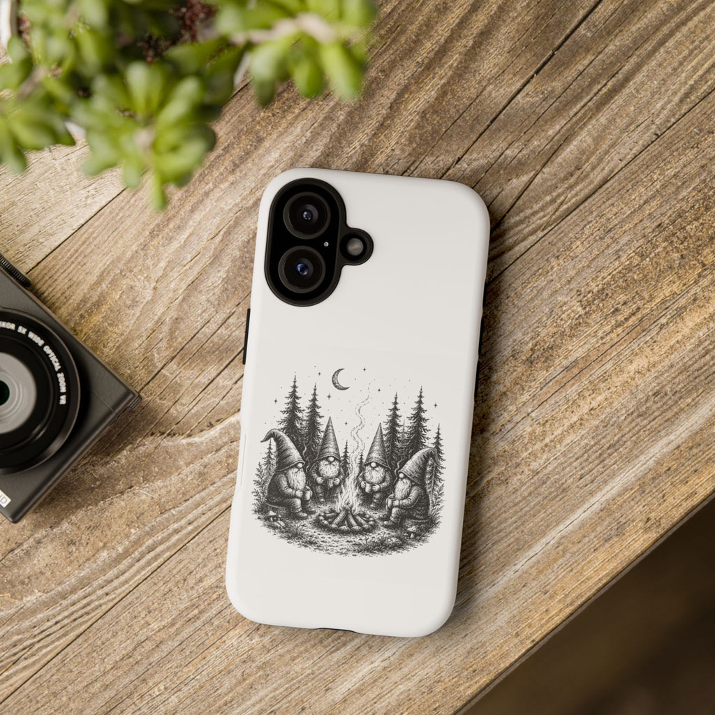 Gnome Campfire Protective Phone Case — Night Forest Illustration