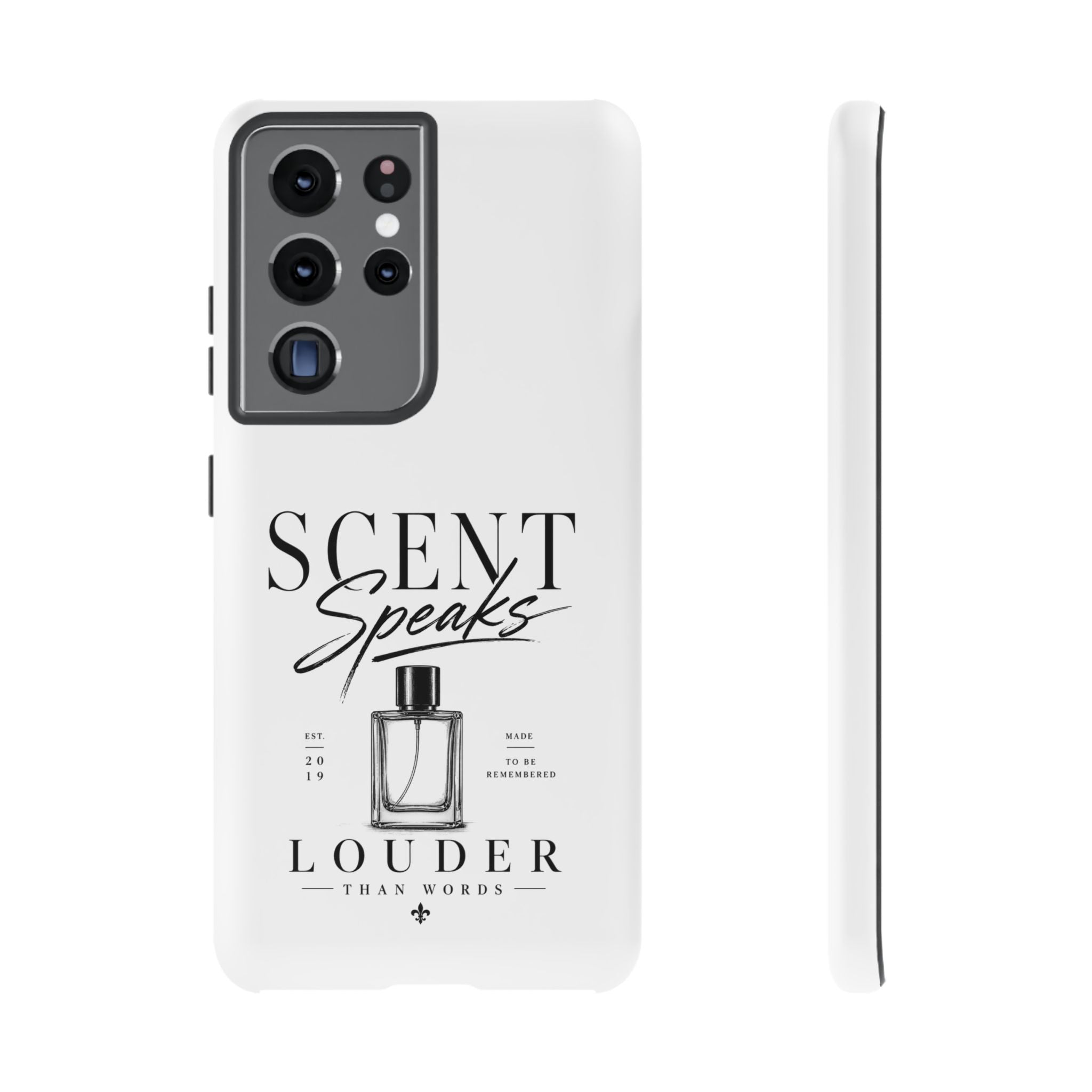 Phone Case — "Scent Speaks Louder Than Words" Perfume Bottle Design