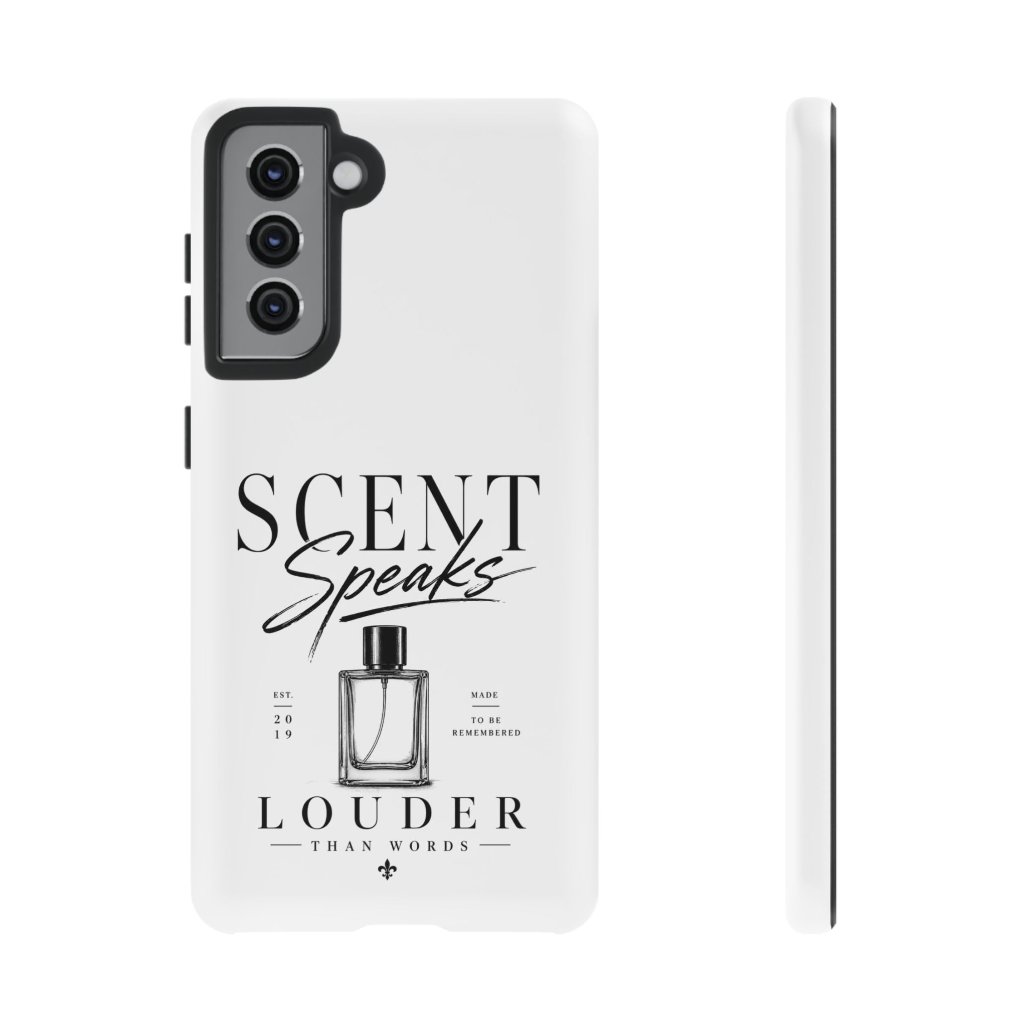 Phone Case — "Scent Speaks Louder Than Words" Perfume Bottle Design