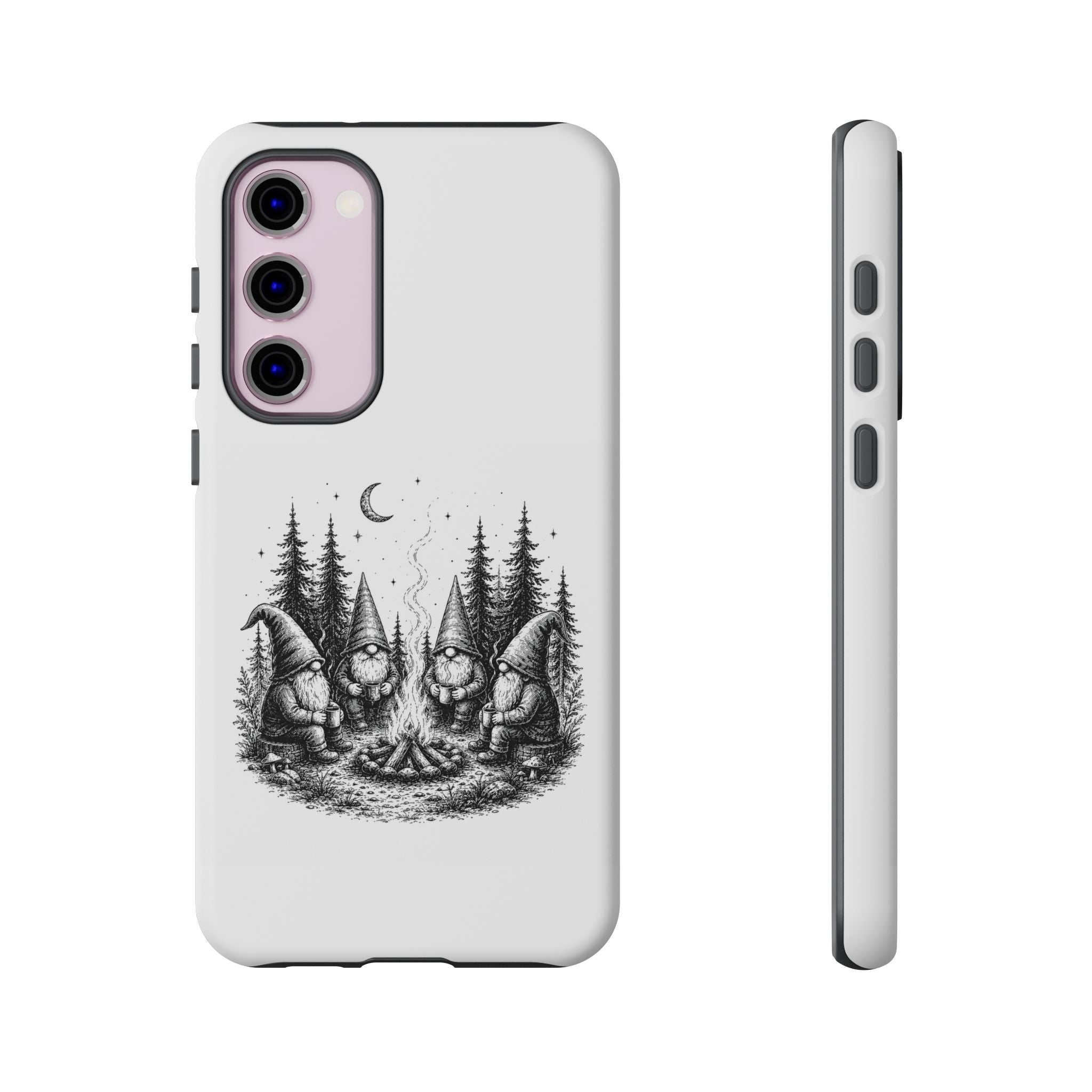 Gnome Campfire Protective Phone Case — Night Forest Illustration