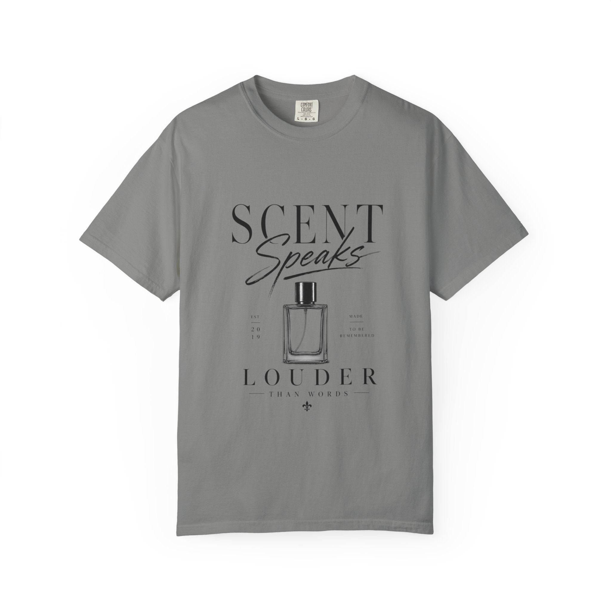 Perfume Graphic T-Shirt — “Scent Speaks Louder” Minimal Fragrance Tee