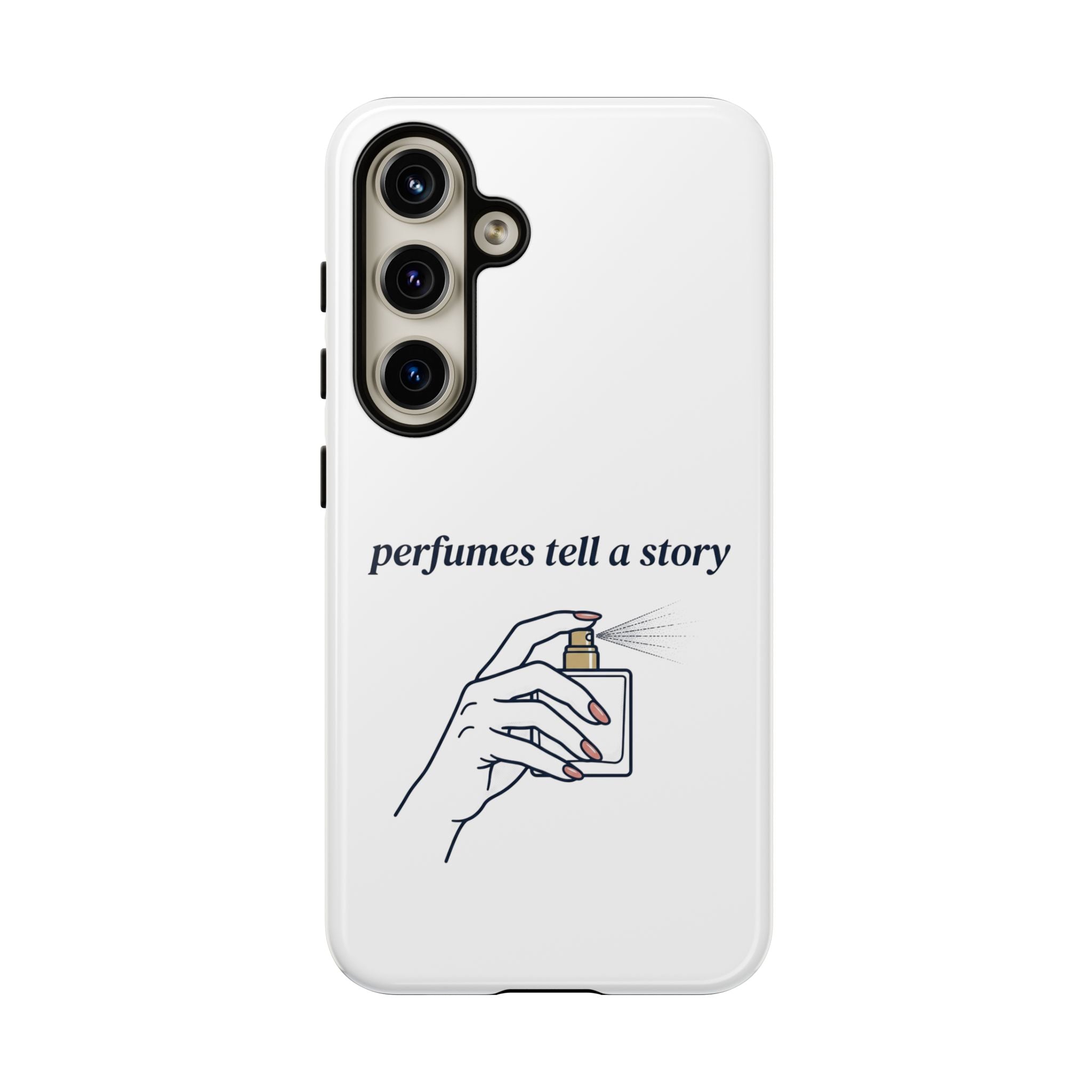 Phone Case — "perfumes tell a story" Minimalist Perfume Bottle Design