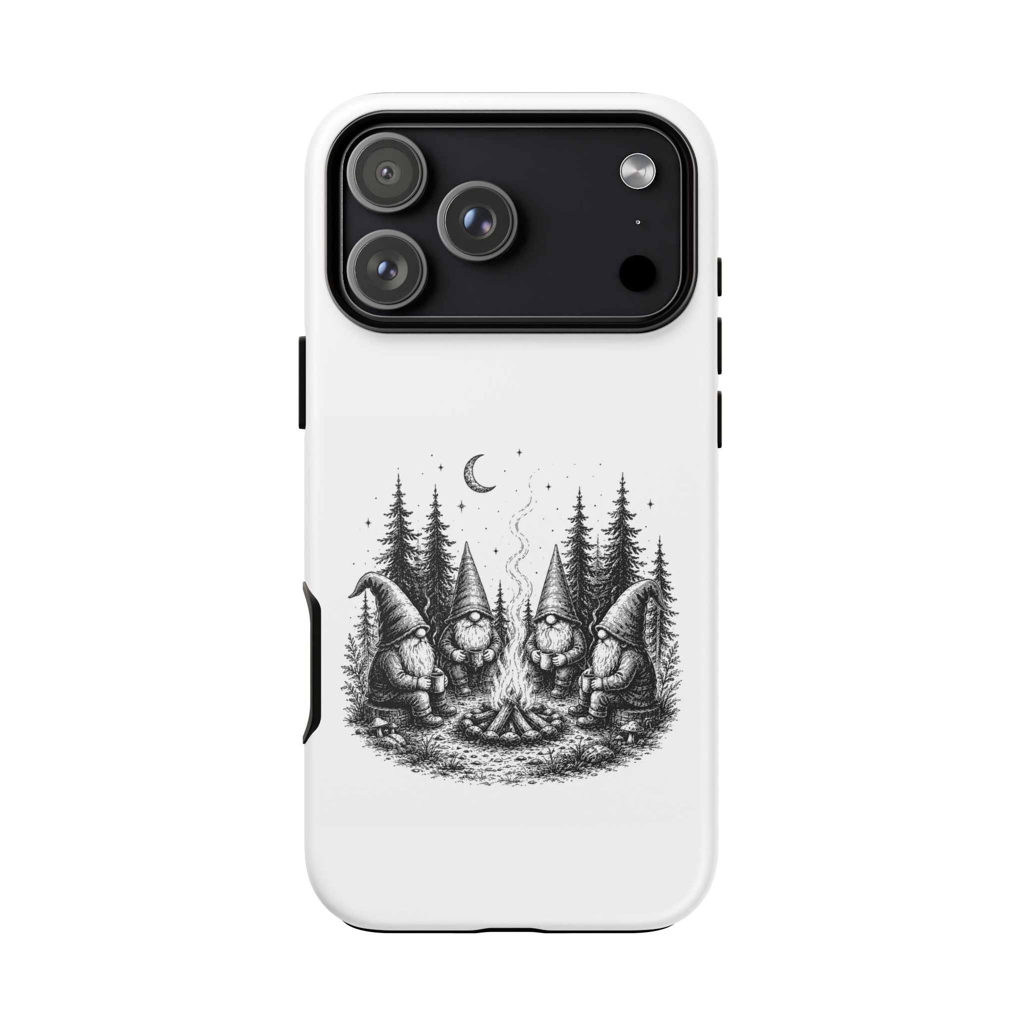 Gnome Campfire Protective Phone Case — Night Forest Illustration