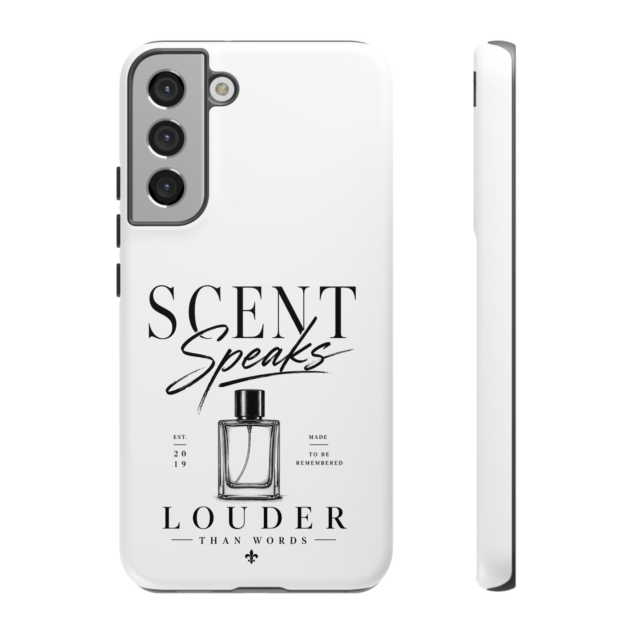 Phone Case — "Scent Speaks Louder Than Words" Perfume Bottle Design